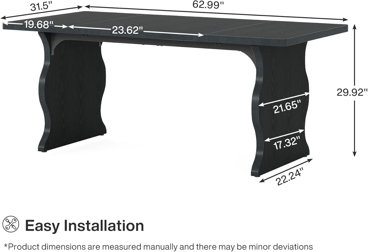 63-Inch Large Executive Desk, Sturdy Computer Desk Conference Table - Image 2