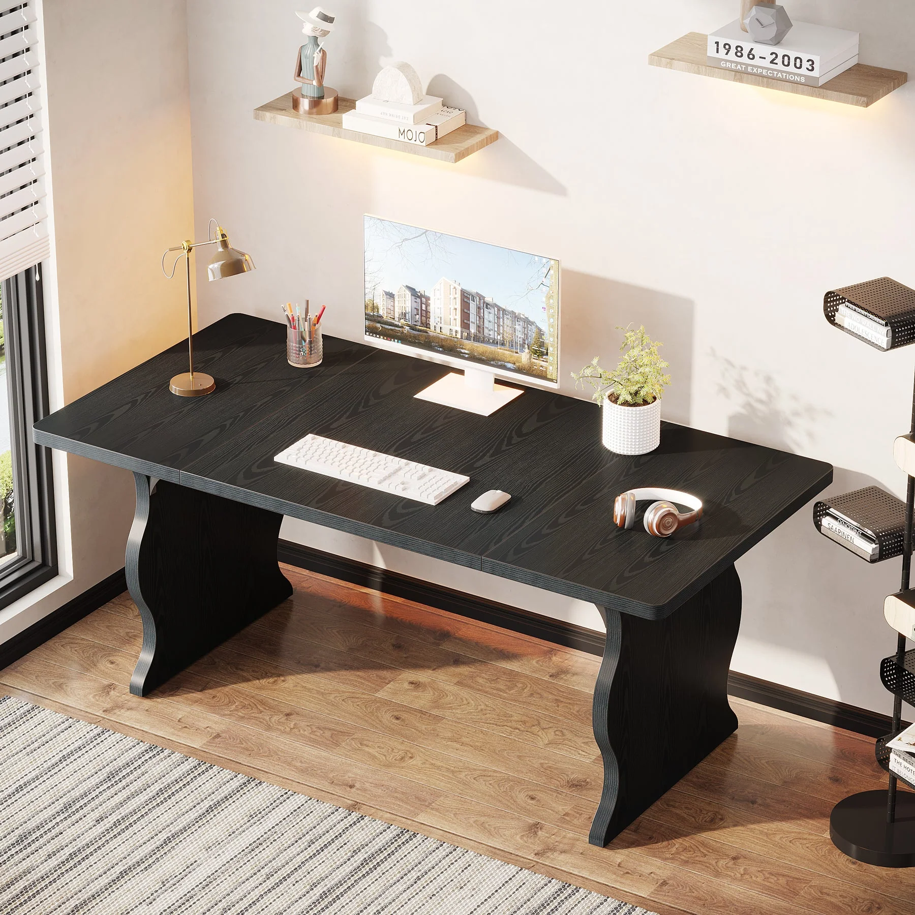 63-Inch Large Executive Desk, Sturdy Computer Desk Conference Table - Image 4