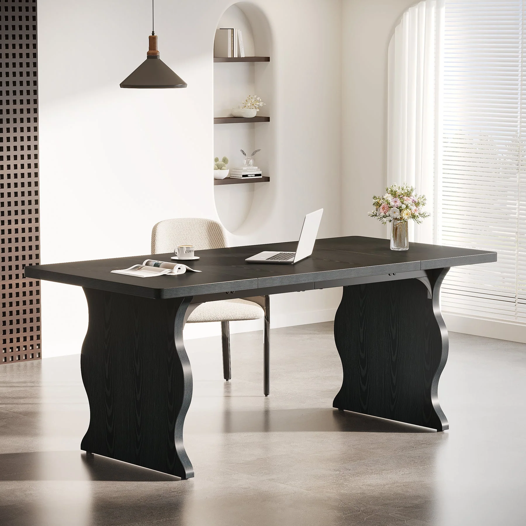 63-Inch Large Executive Desk, Sturdy Computer Desk Conference Table - Image 5