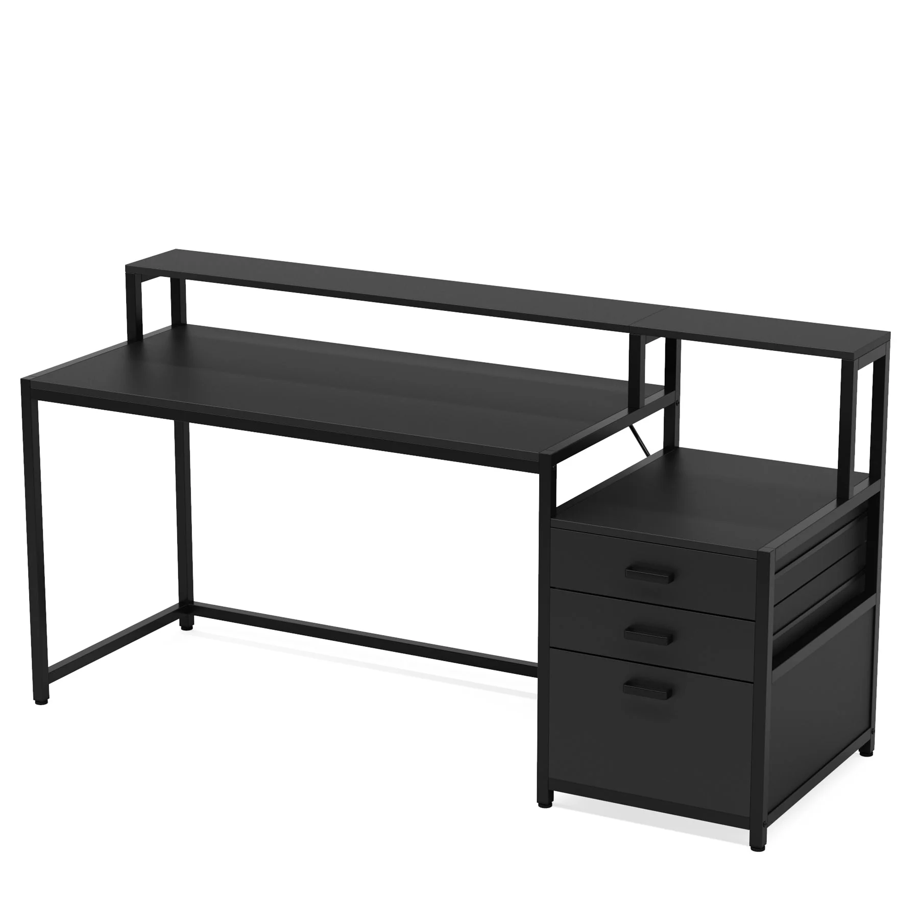 63" Computer Desk, Ergonomic Office Desk with Drawers & Monitor Stand - Image 15