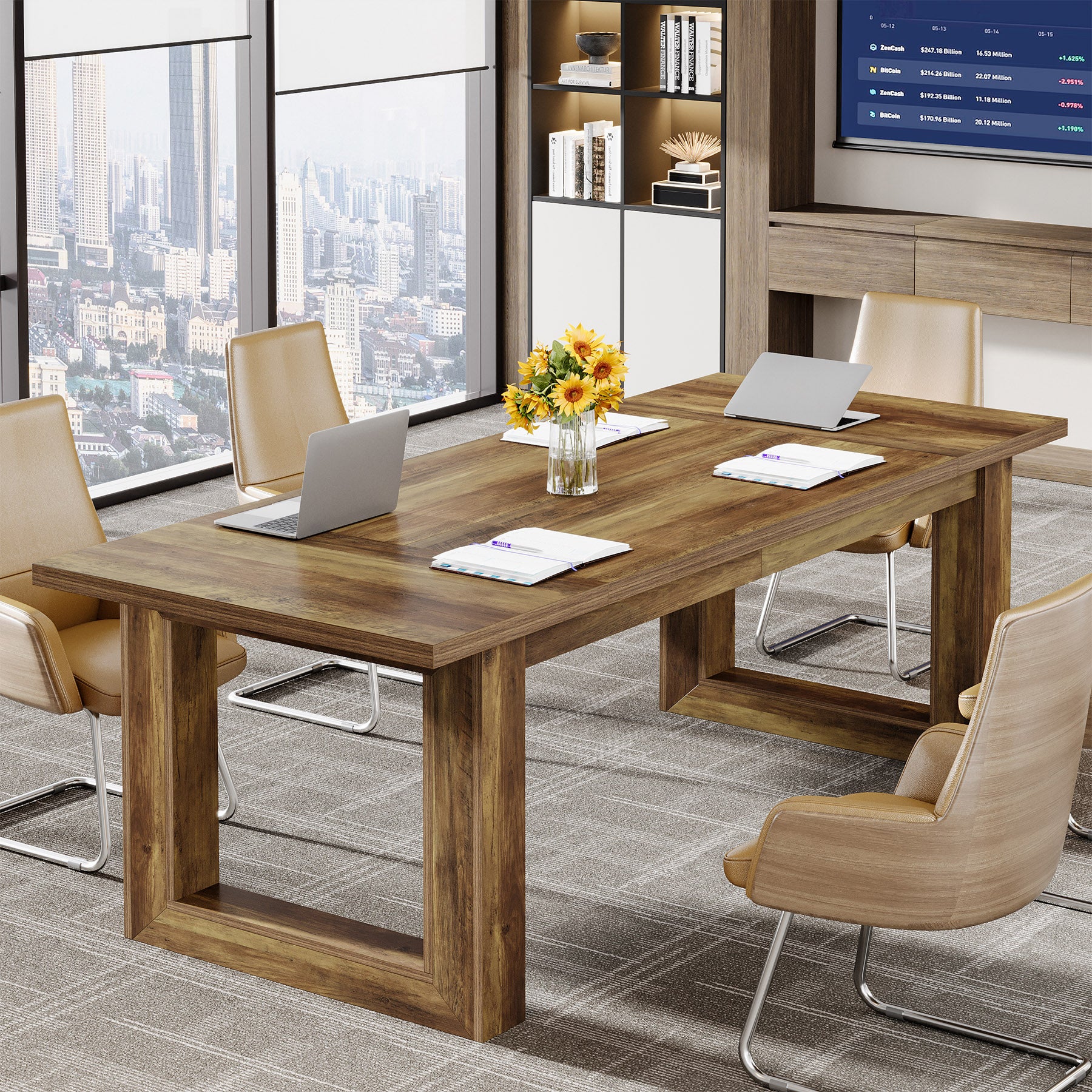 63" Executive Desk, Wooden Computer Desk Workstation Table - Image 3