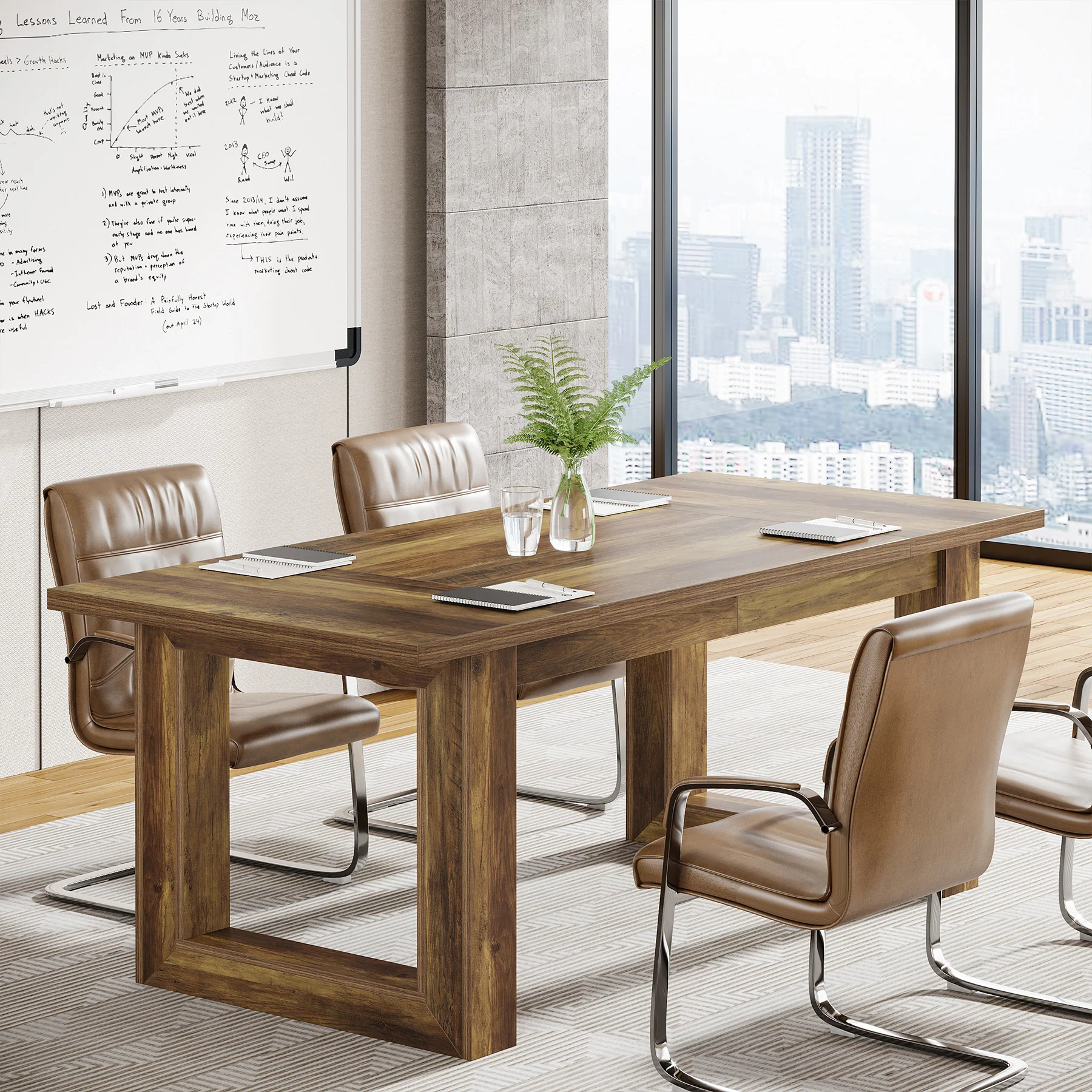 63" Executive Desk, Wooden Computer Desk Workstation Table - Image 5