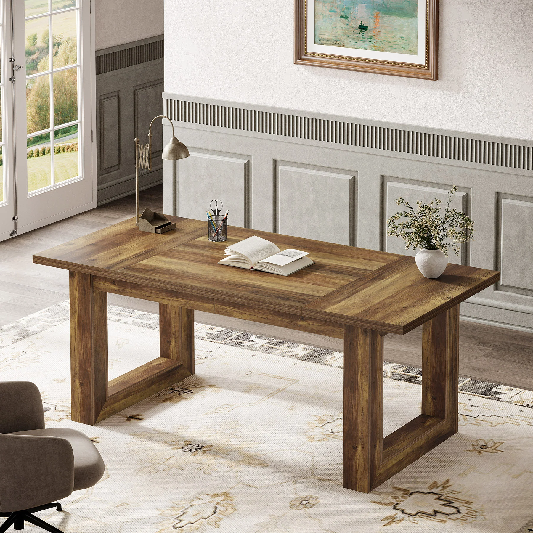 63" Executive Desk, Wooden Computer Desk Workstation Table - Image 6