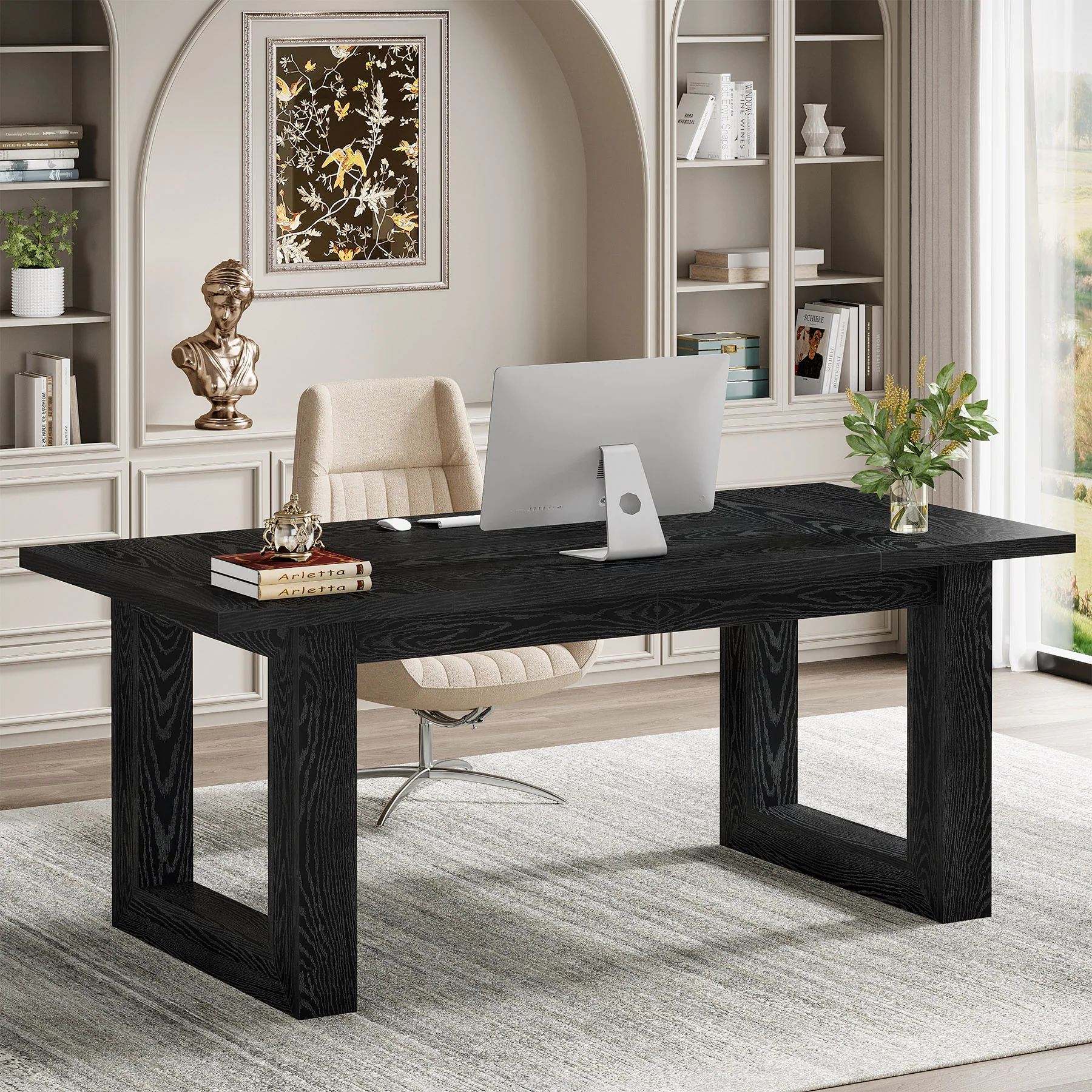 63" Executive Desk, Wooden Computer Desk Workstation Table - Image 8