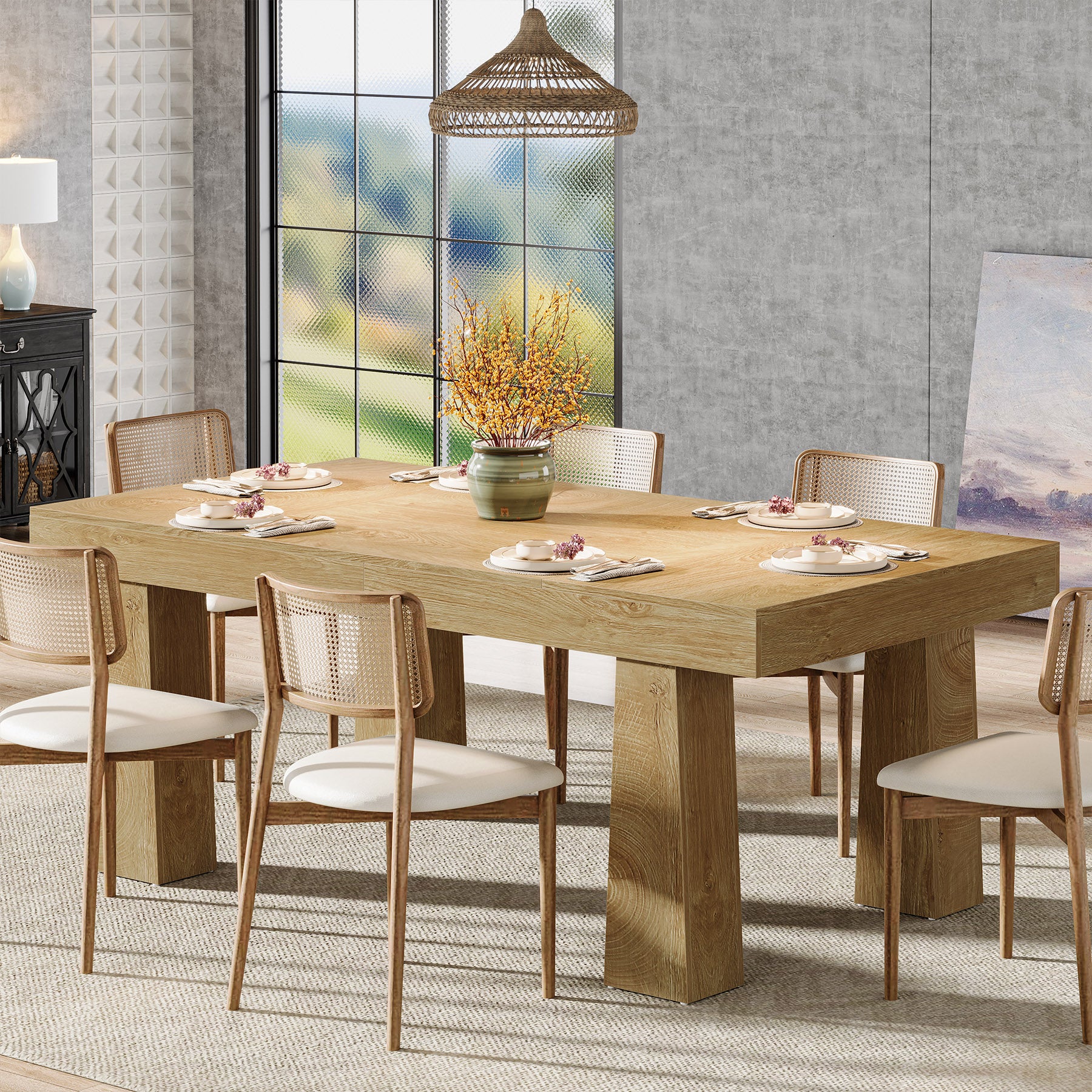 Modern Kitchen Table, 63" Dining Table Dinner Table for 4-6 - Image 11