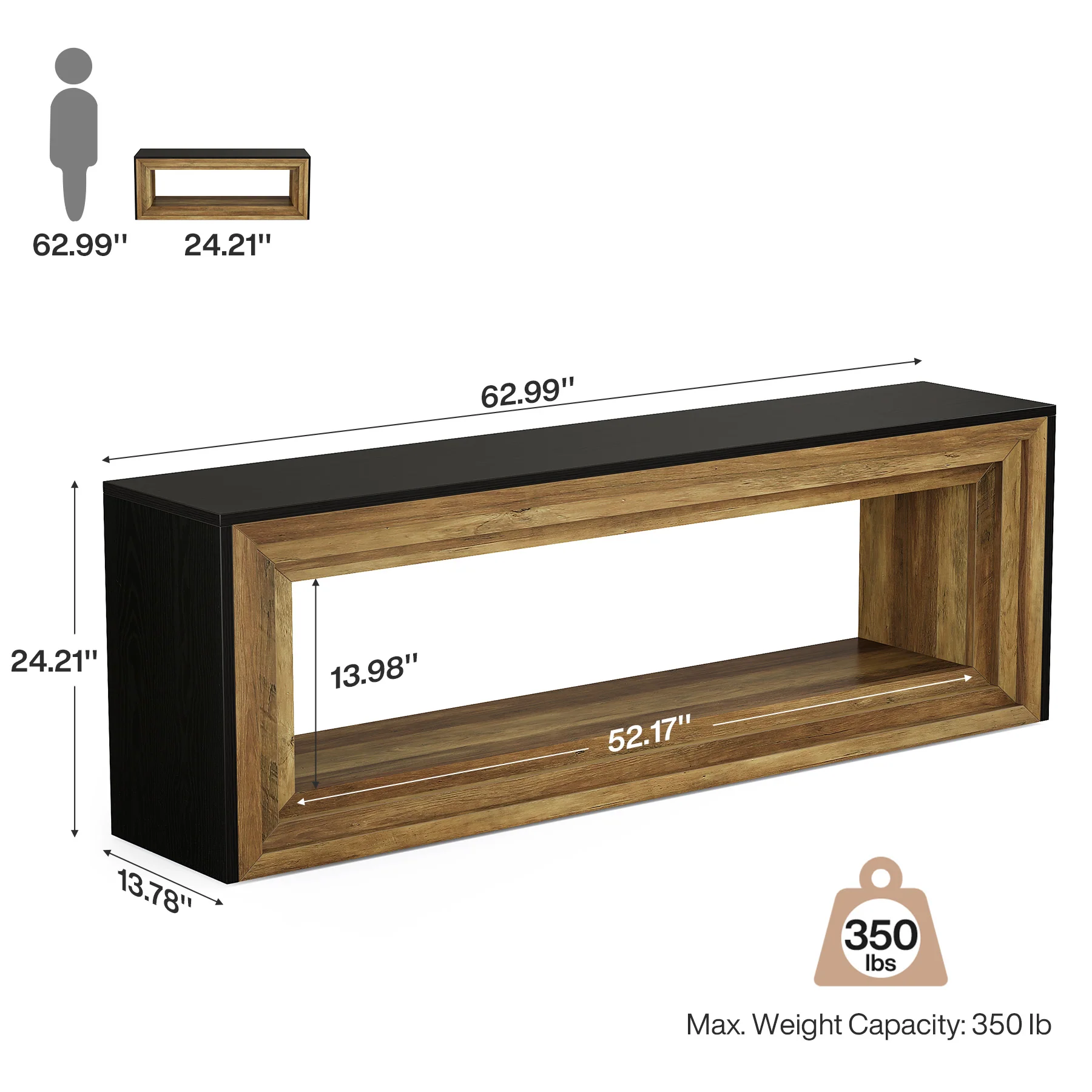 Tribesigns 63" Entryway Bench with Shoe Storage, Farmhouse Bench for Hallway - Image 2