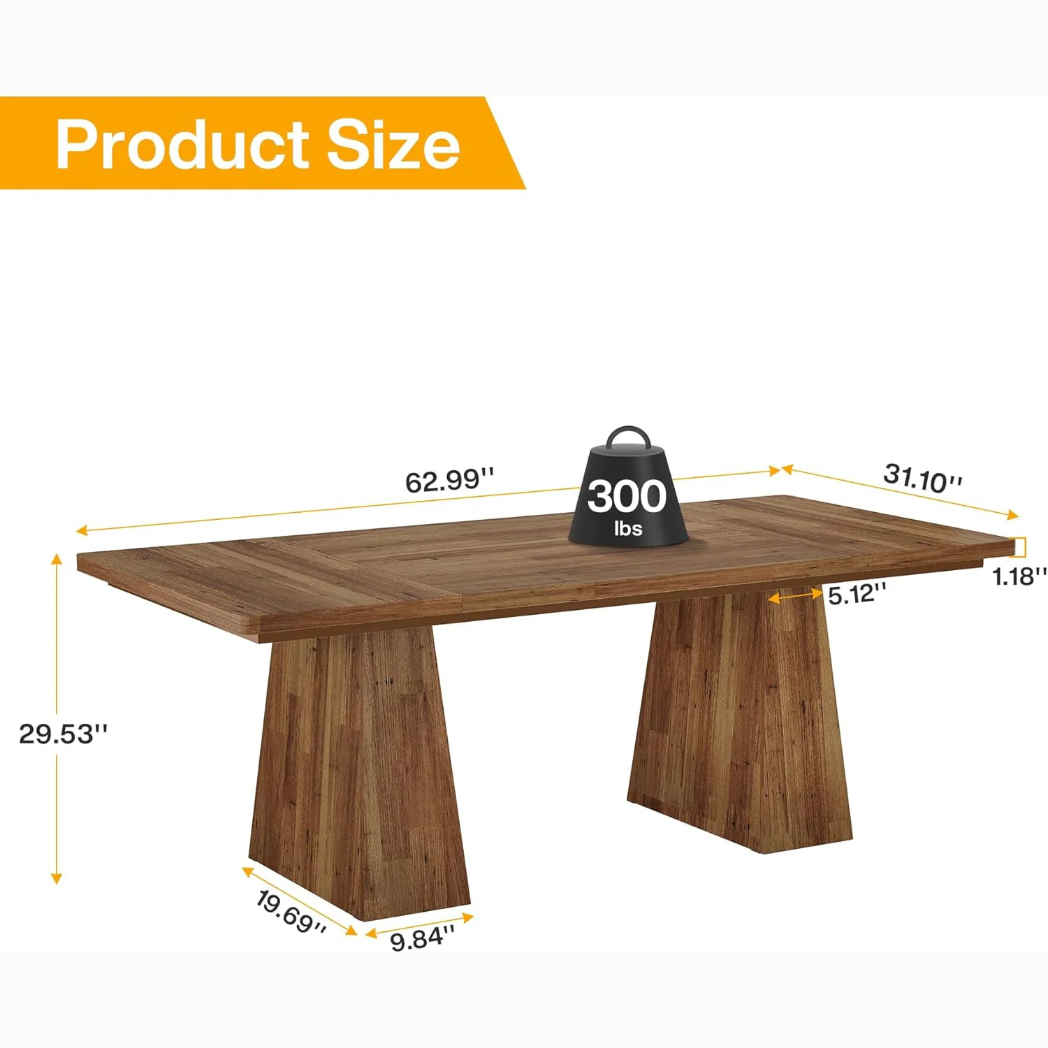 63" Executive Office Desk, Modern Black Double Pedestal Workstation for Home - Image 16