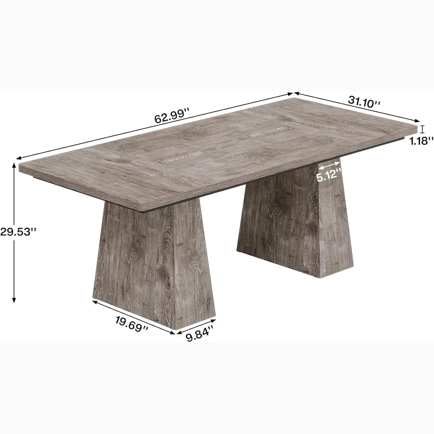 63" Executive Office Desk, Modern Black Double Pedestal Workstation for Home - Image 24