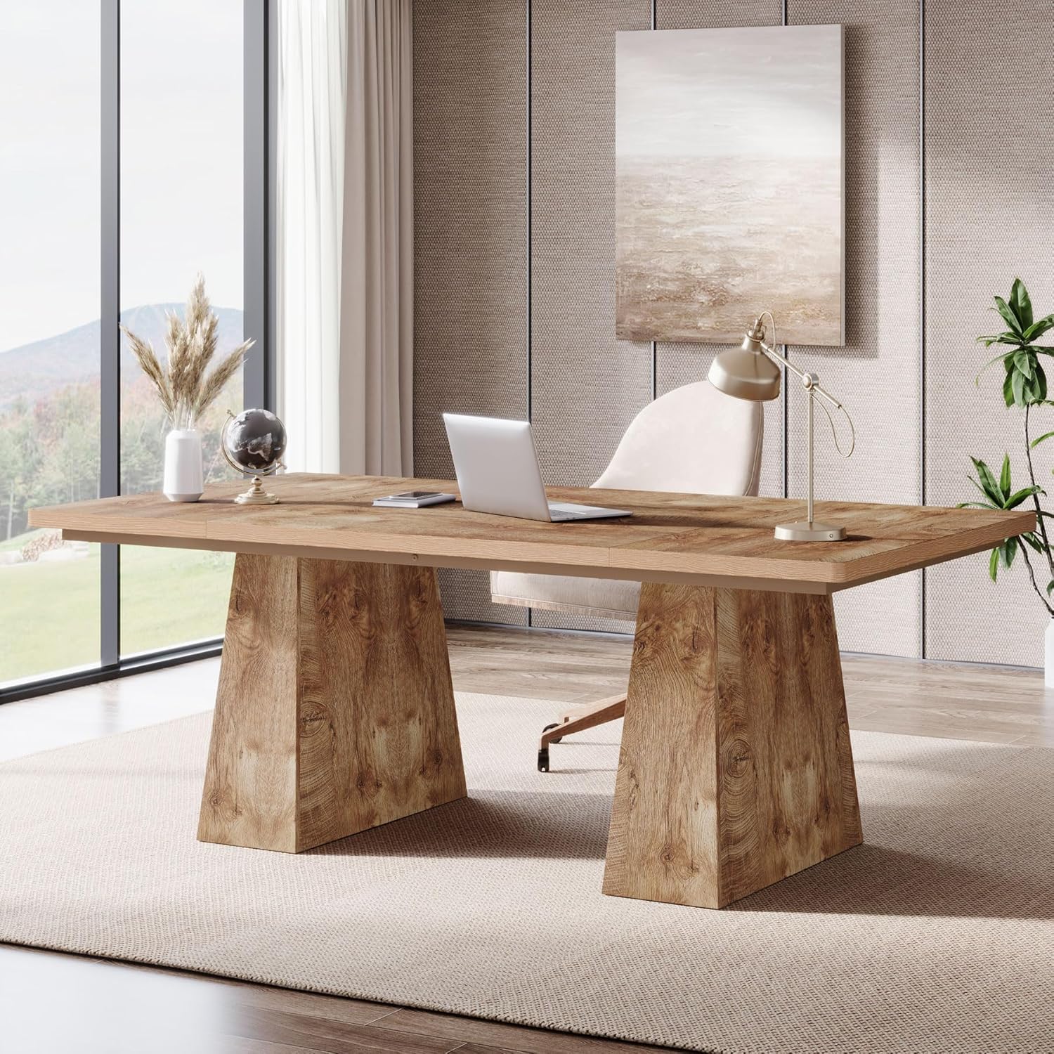 63" Executive Office Desk, Modern Black Double Pedestal Workstation for Home - Image 28