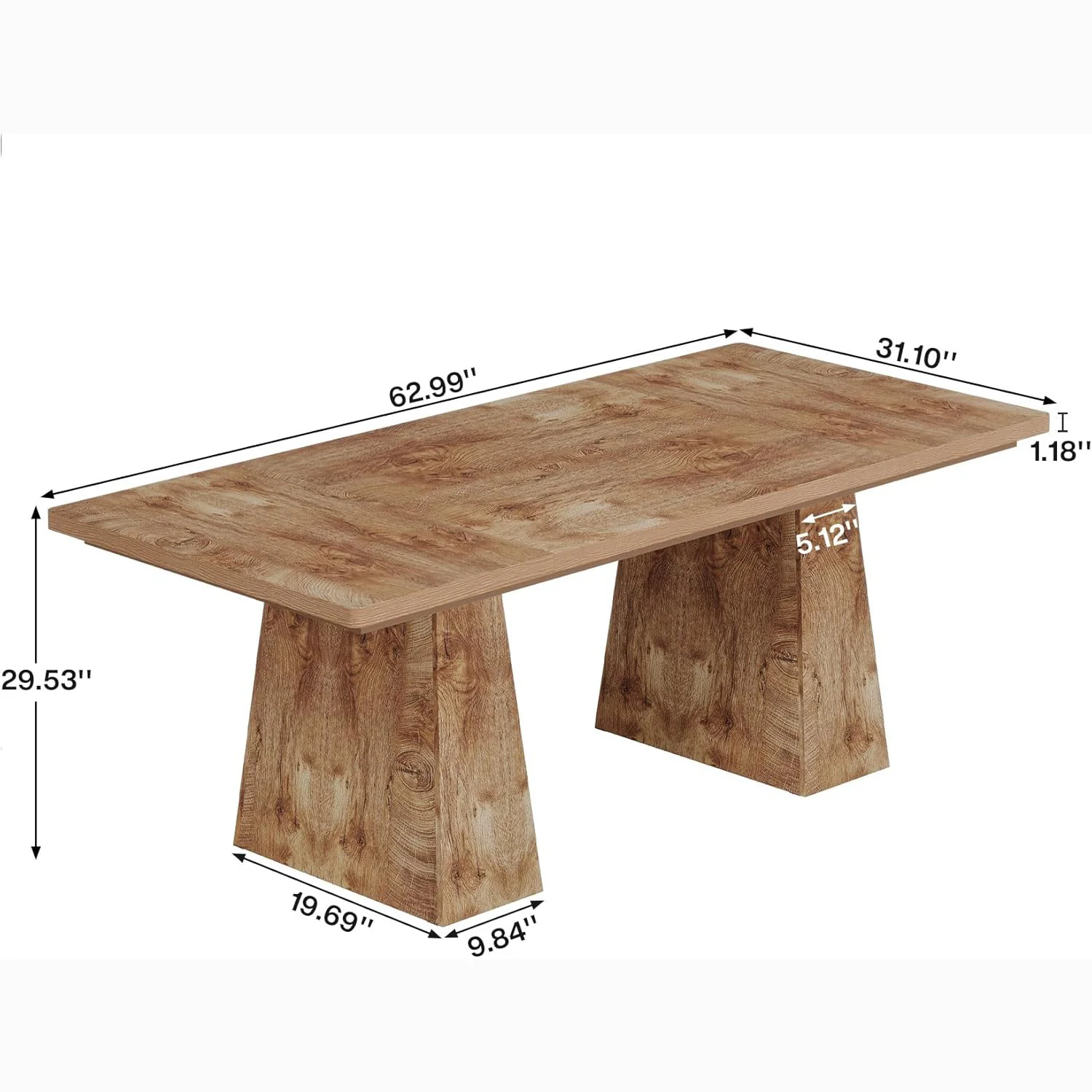 63" Executive Office Desk, Modern Black Double Pedestal Workstation for Home - Image 29
