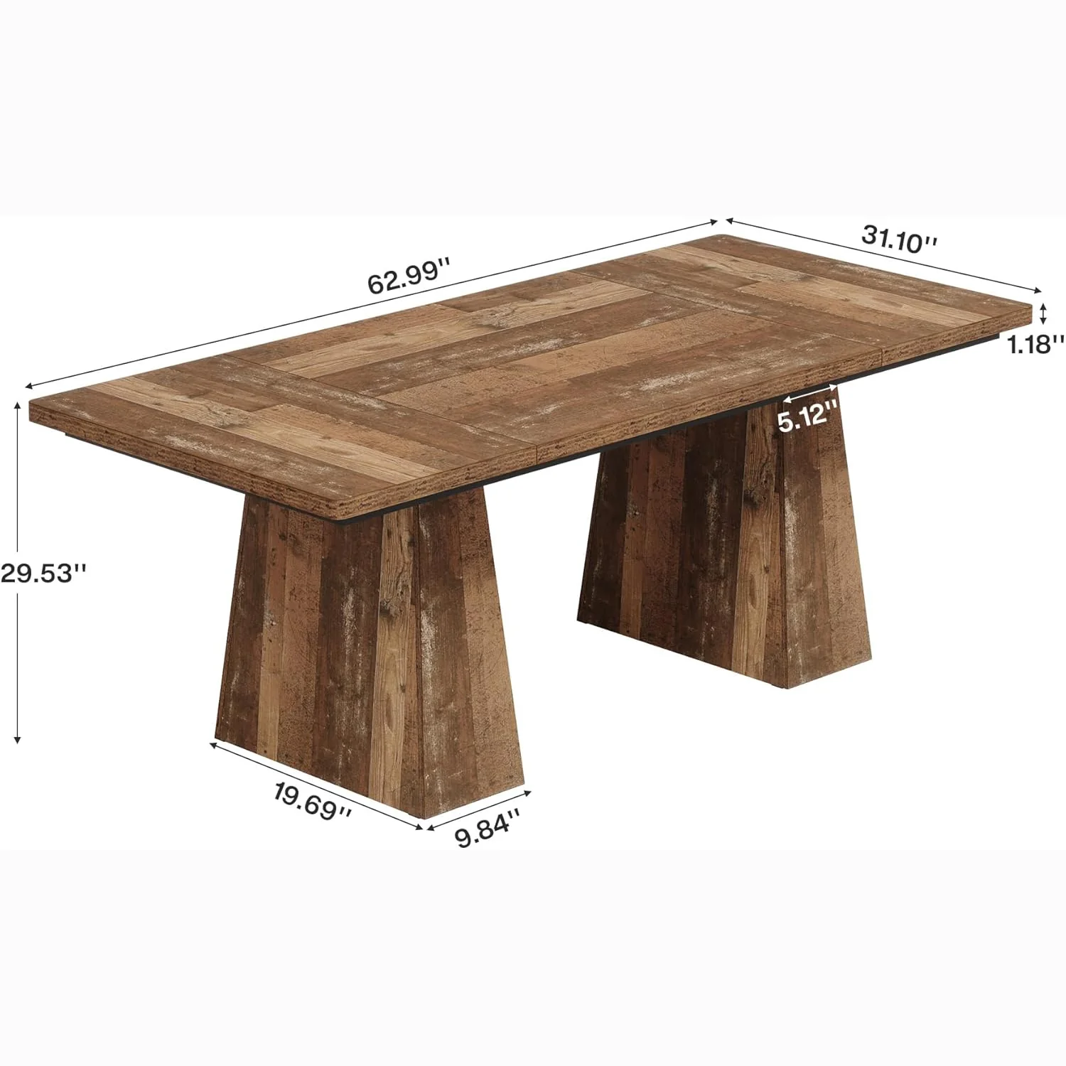 63" Executive Office Desk, Modern Black Double Pedestal Workstation for Home - Image 33