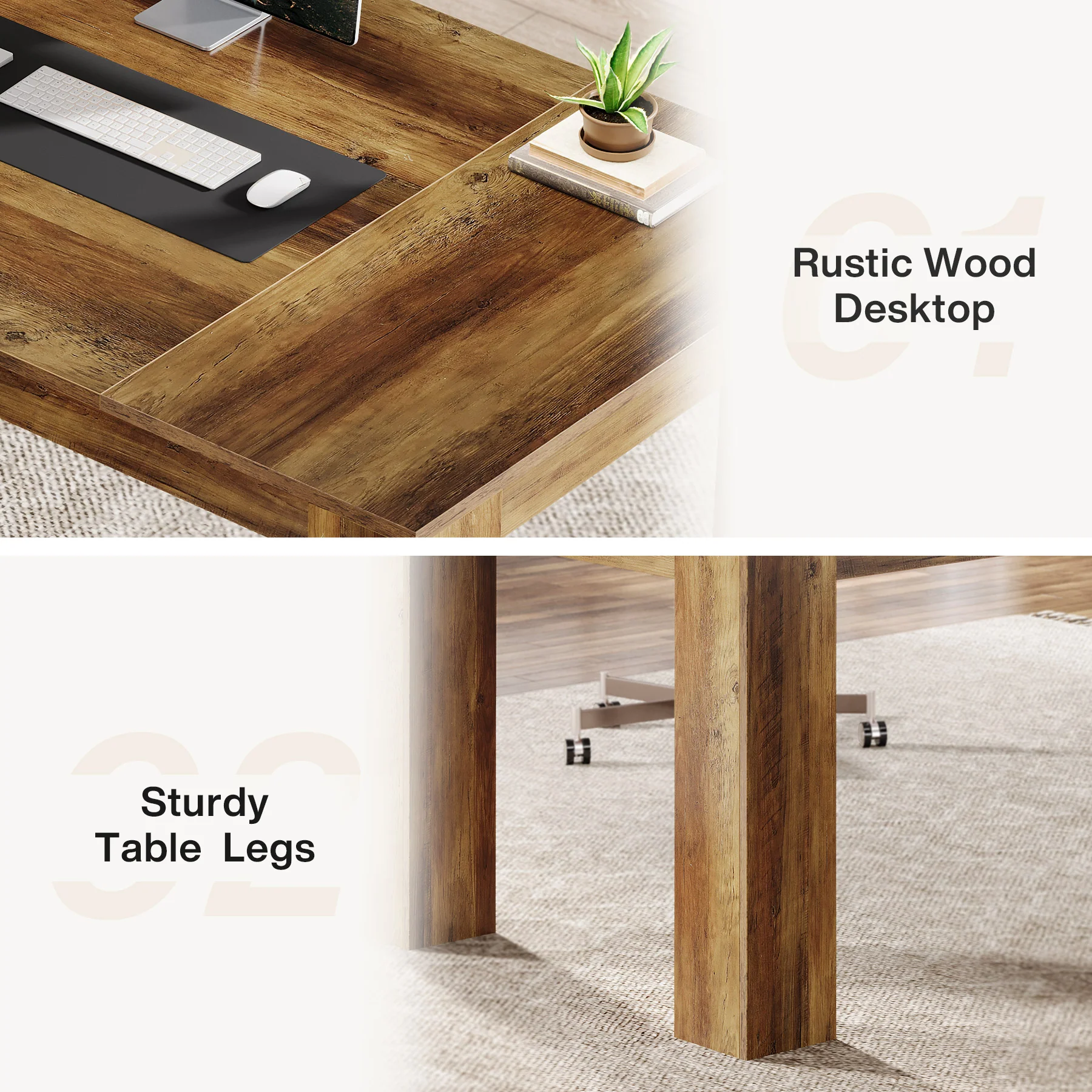 63" Computer Desk, Executive Desk Office Writing Table Workstation - Image 8