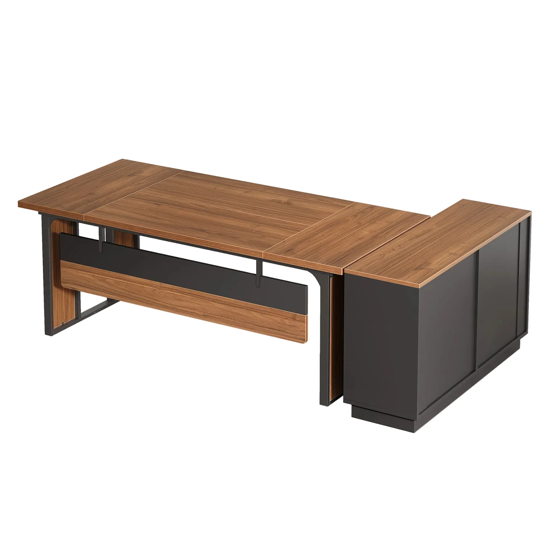L-Shaped Executive Desk, 63" Computer Desk Workstation with File Cabinet - Image 9