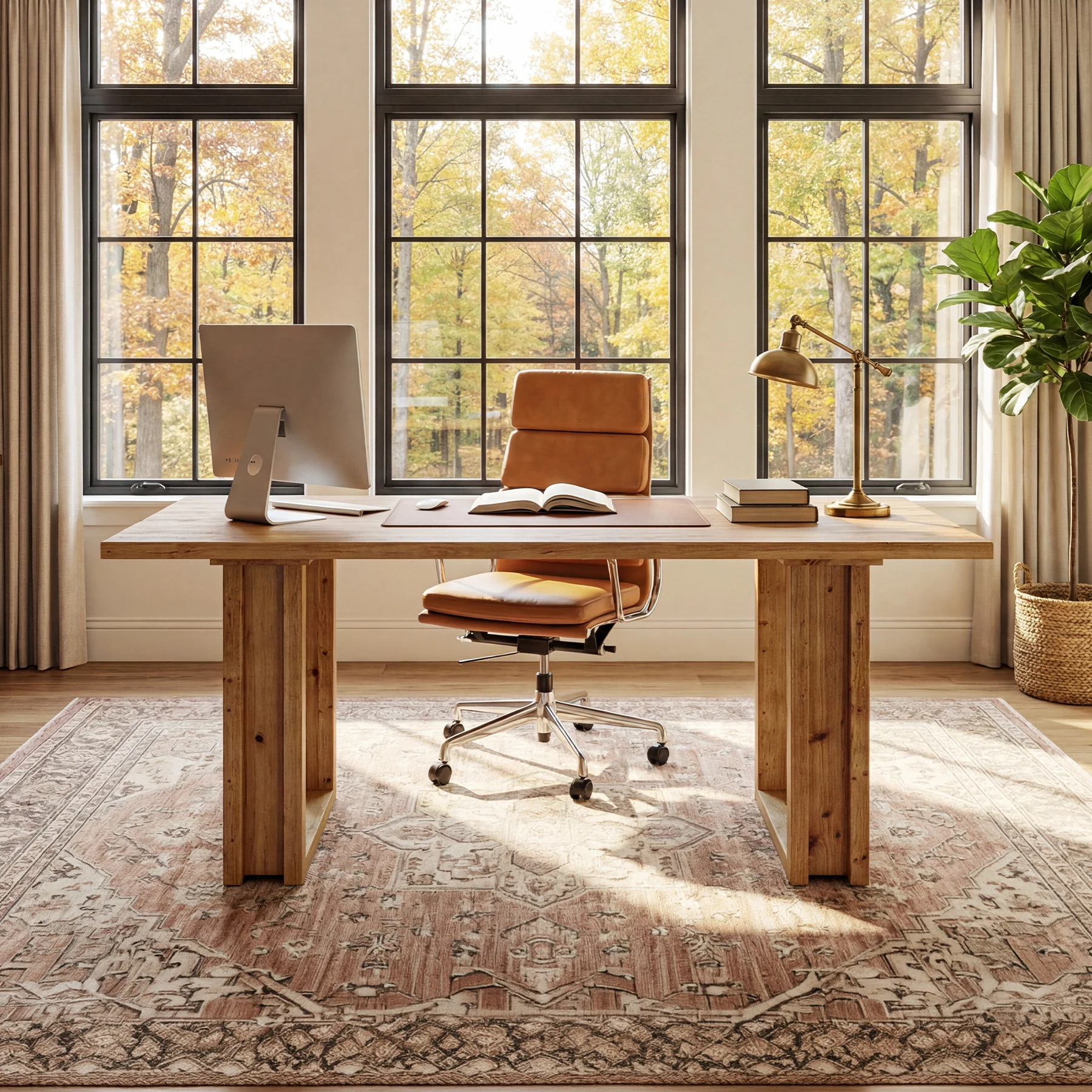 Tribesigns 63-Inch Executive Desk, Large Solid Wood Desk for Home Office - Image 5