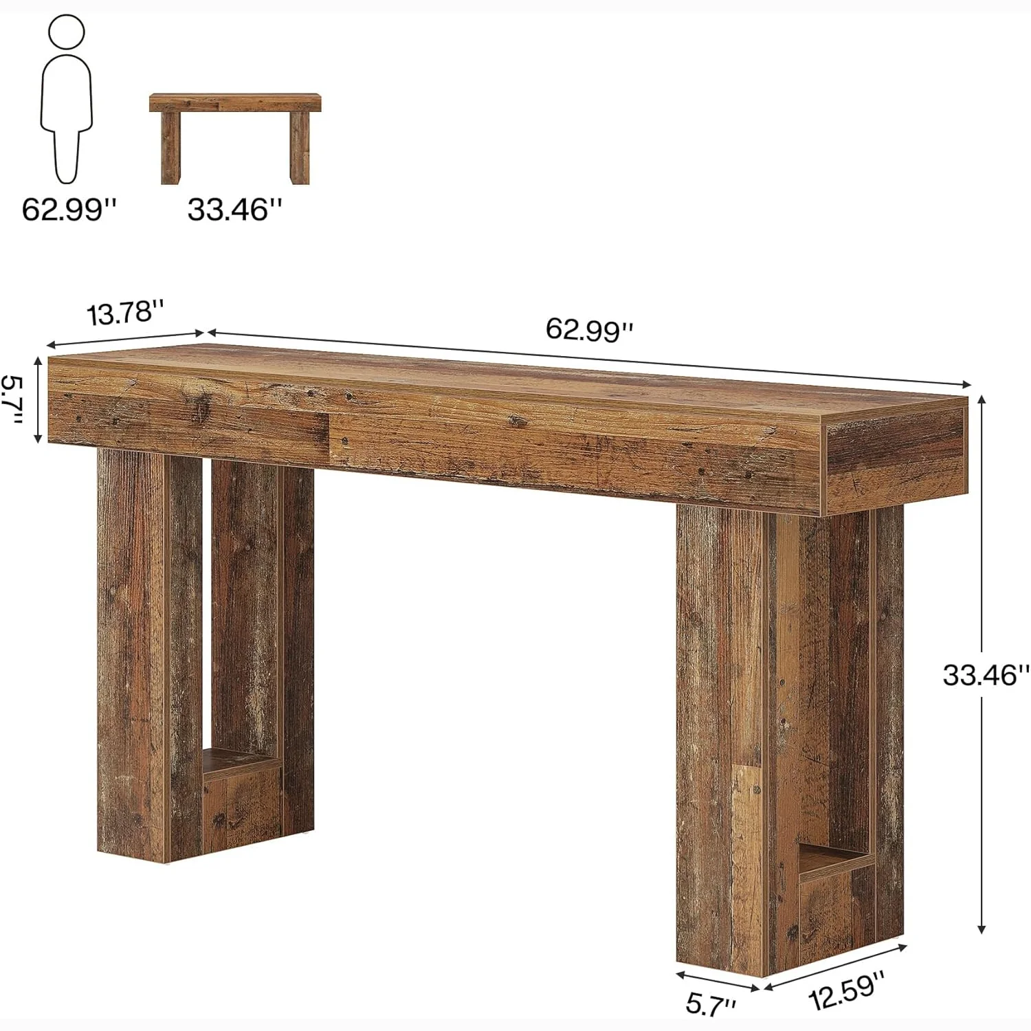 Tribesigns 63-Inch Console Table, Farmhouse Wooden Sofa Table - Image 10