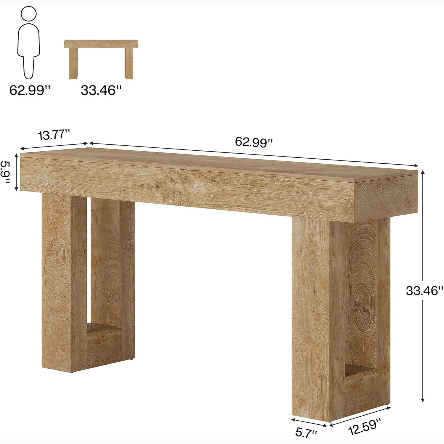 Tribesigns 63-Inch Console Table, Farmhouse Wooden Sofa Table - Image 2