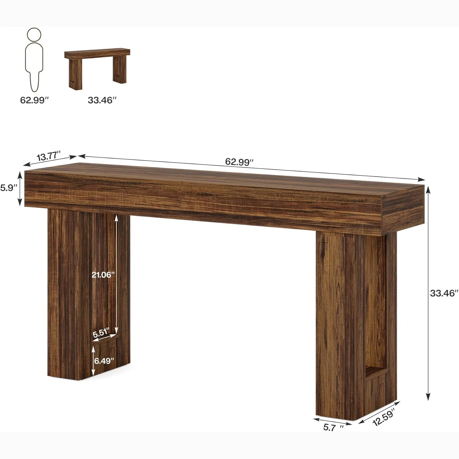 Tribesigns 63-Inch Console Table, Farmhouse Wooden Sofa Table - Image 20