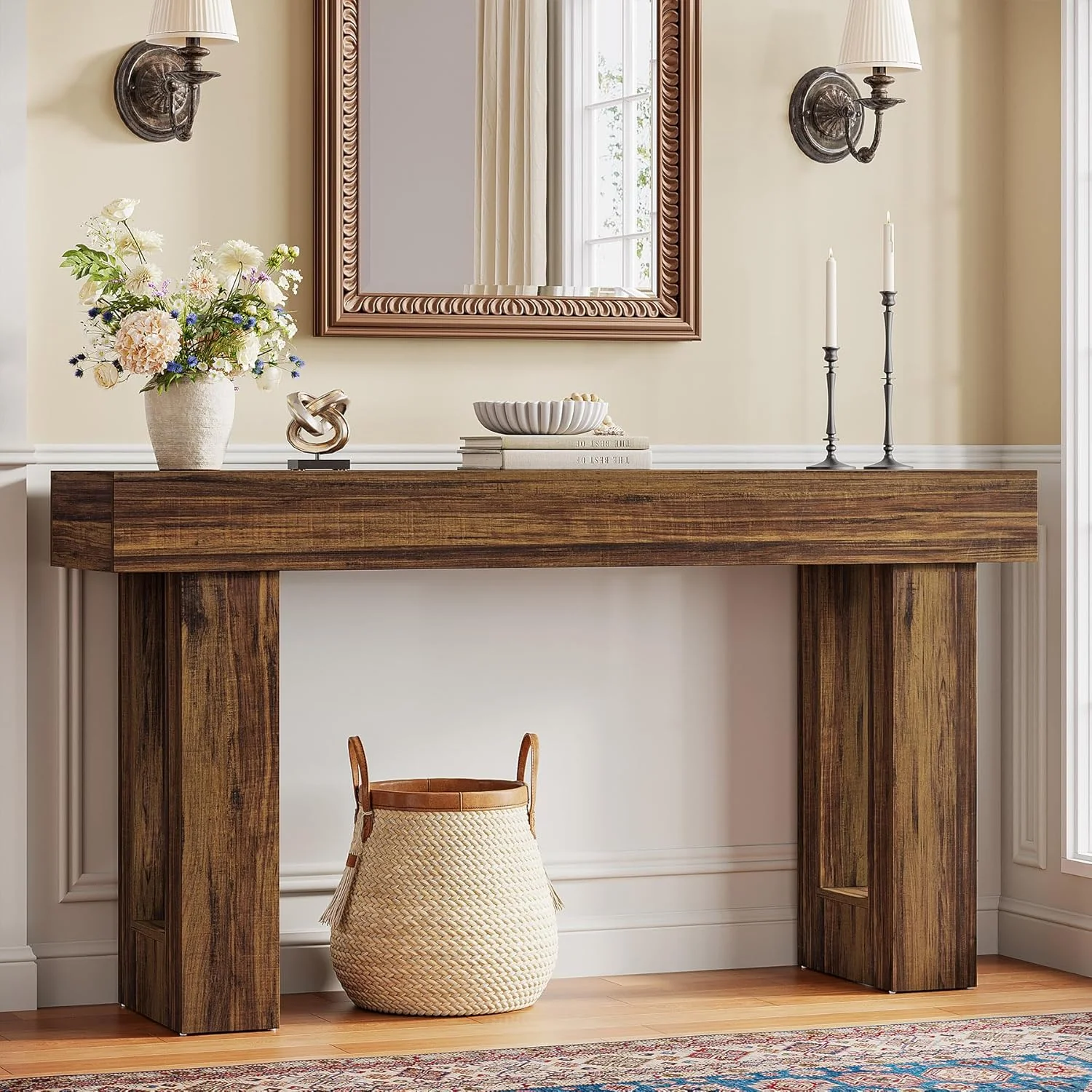 Tribesigns 63-Inch Console Table, Farmhouse Wooden Sofa Table - Image 21
