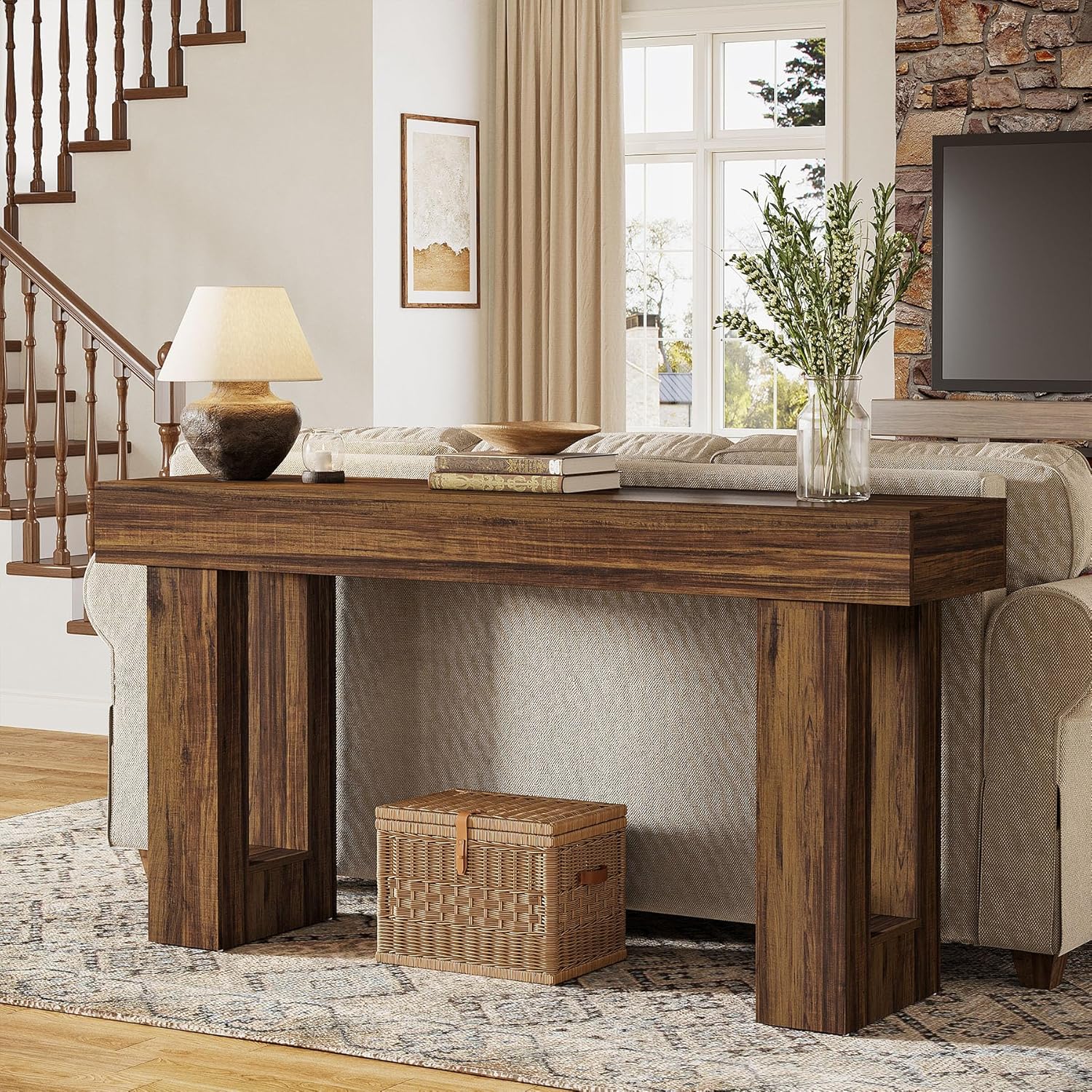 Tribesigns 63-Inch Console Table, Farmhouse Wooden Sofa Table - Image 24