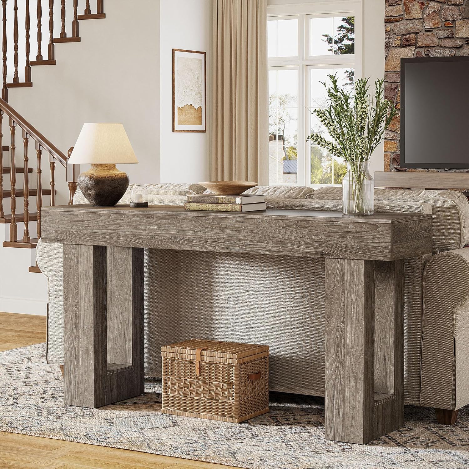 Tribesigns 63-Inch Console Table, Farmhouse Wooden Sofa Table - Image 28