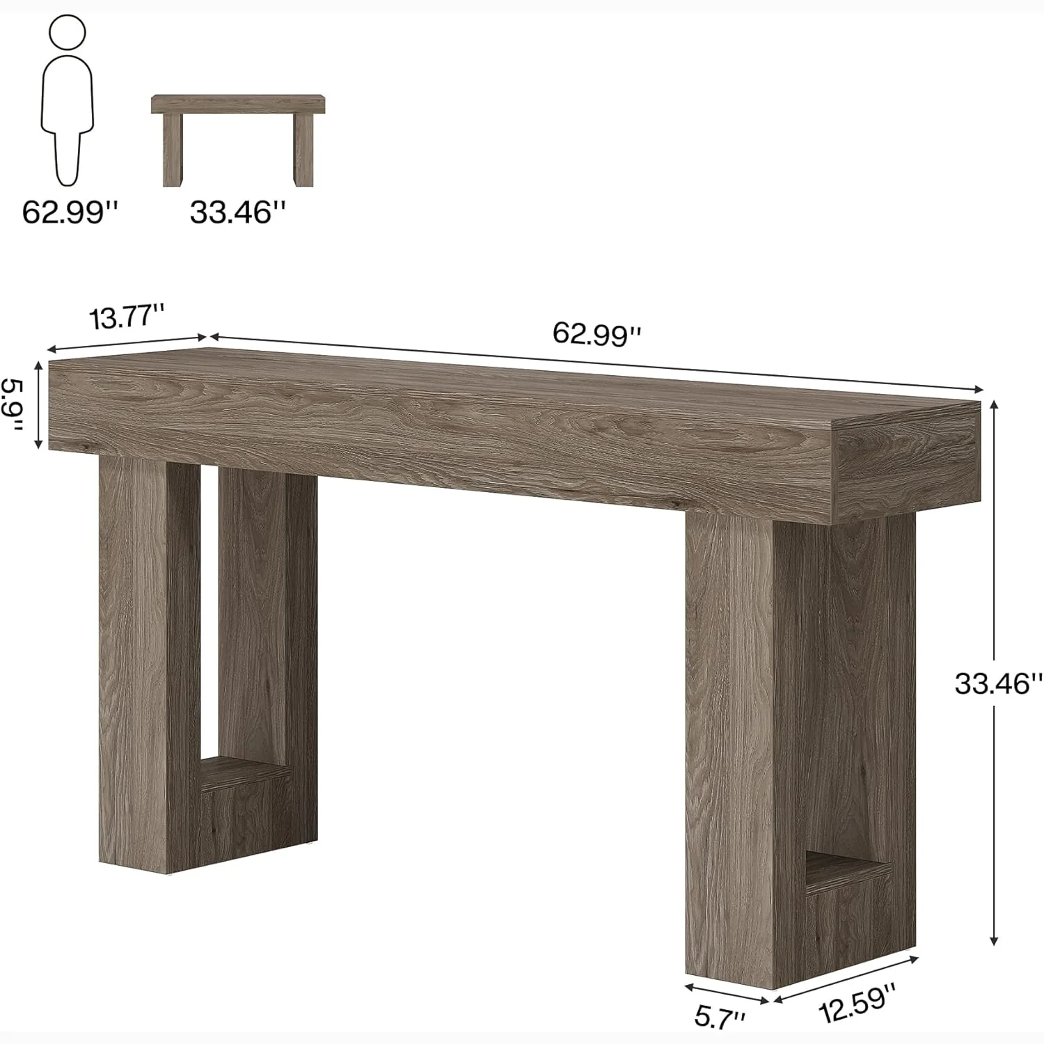 Tribesigns 63-Inch Console Table, Farmhouse Wooden Sofa Table - Image 29