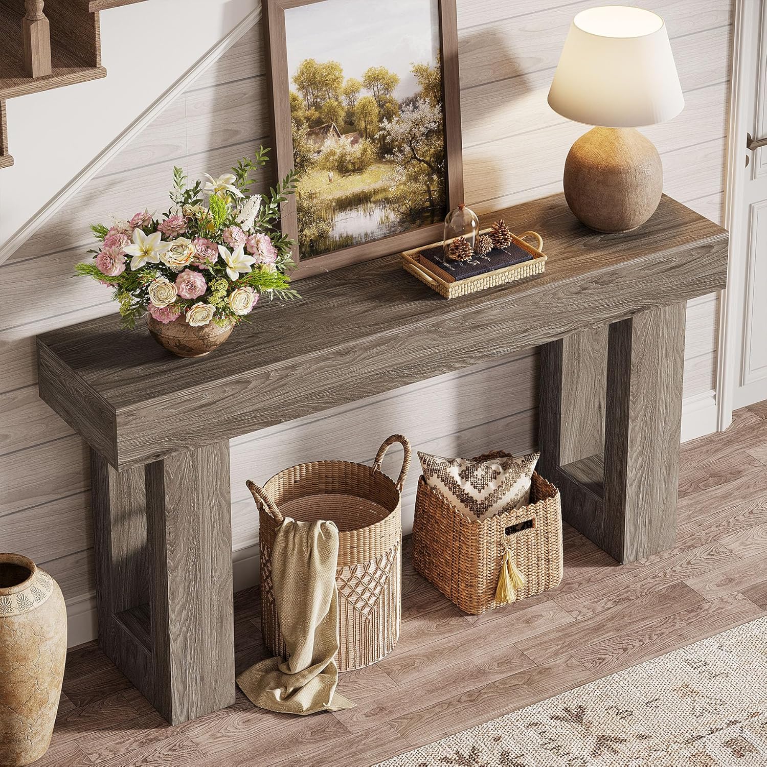 Tribesigns 63-Inch Console Table, Farmhouse Wooden Sofa Table - Image 35