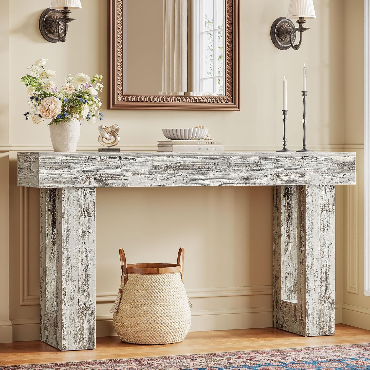 Tribesigns 63-Inch Console Table, Farmhouse Wooden Sofa Table - Image 44