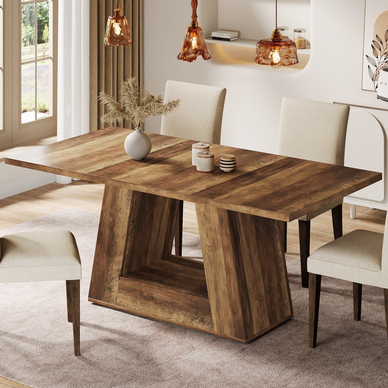 Faux Marble Dining Table, 63" Kitchen Table for 4 to 6 People - Image 7
