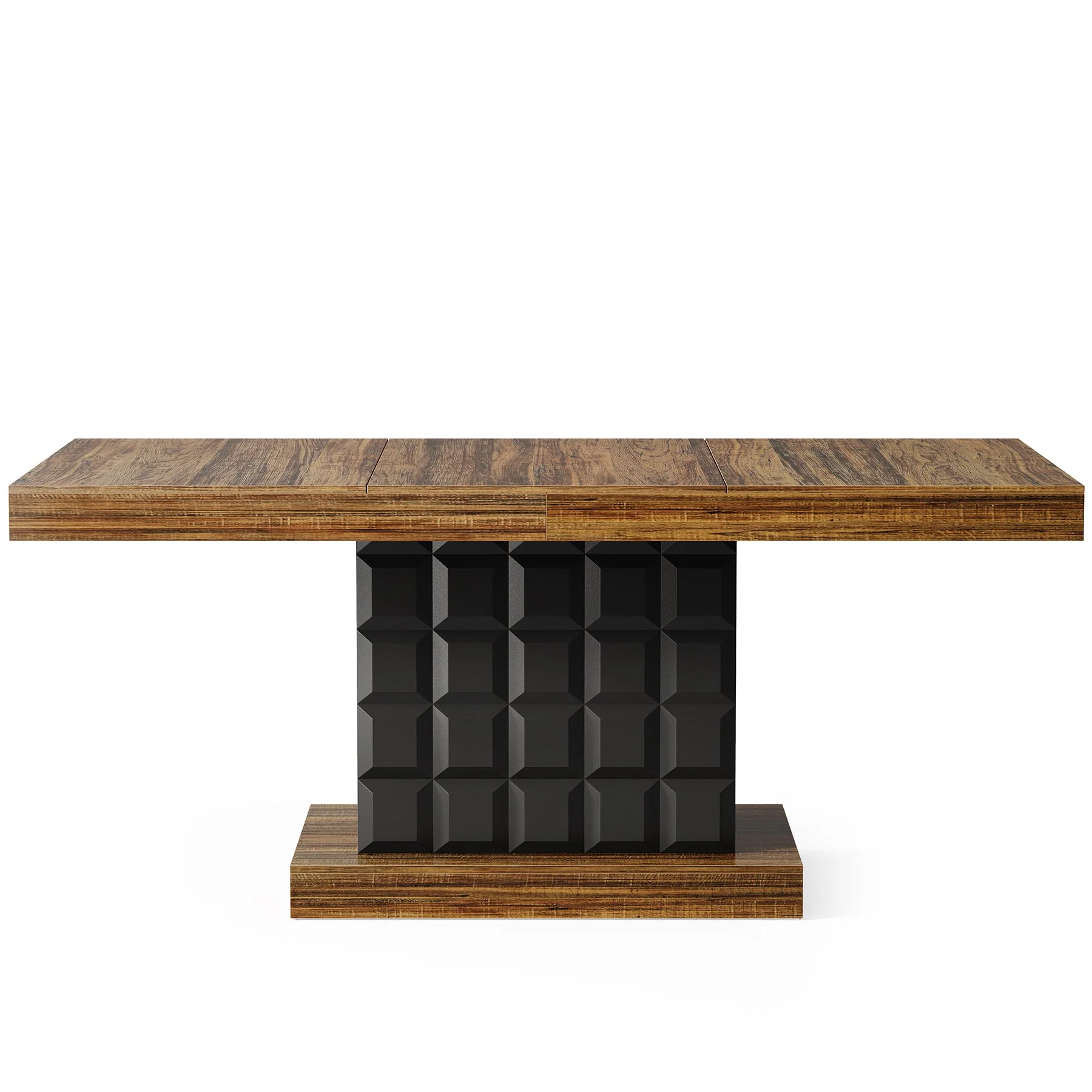 63" Dining Table, Rectangular Kitchen Table with Geometric Relief for 4-6 - Image 10