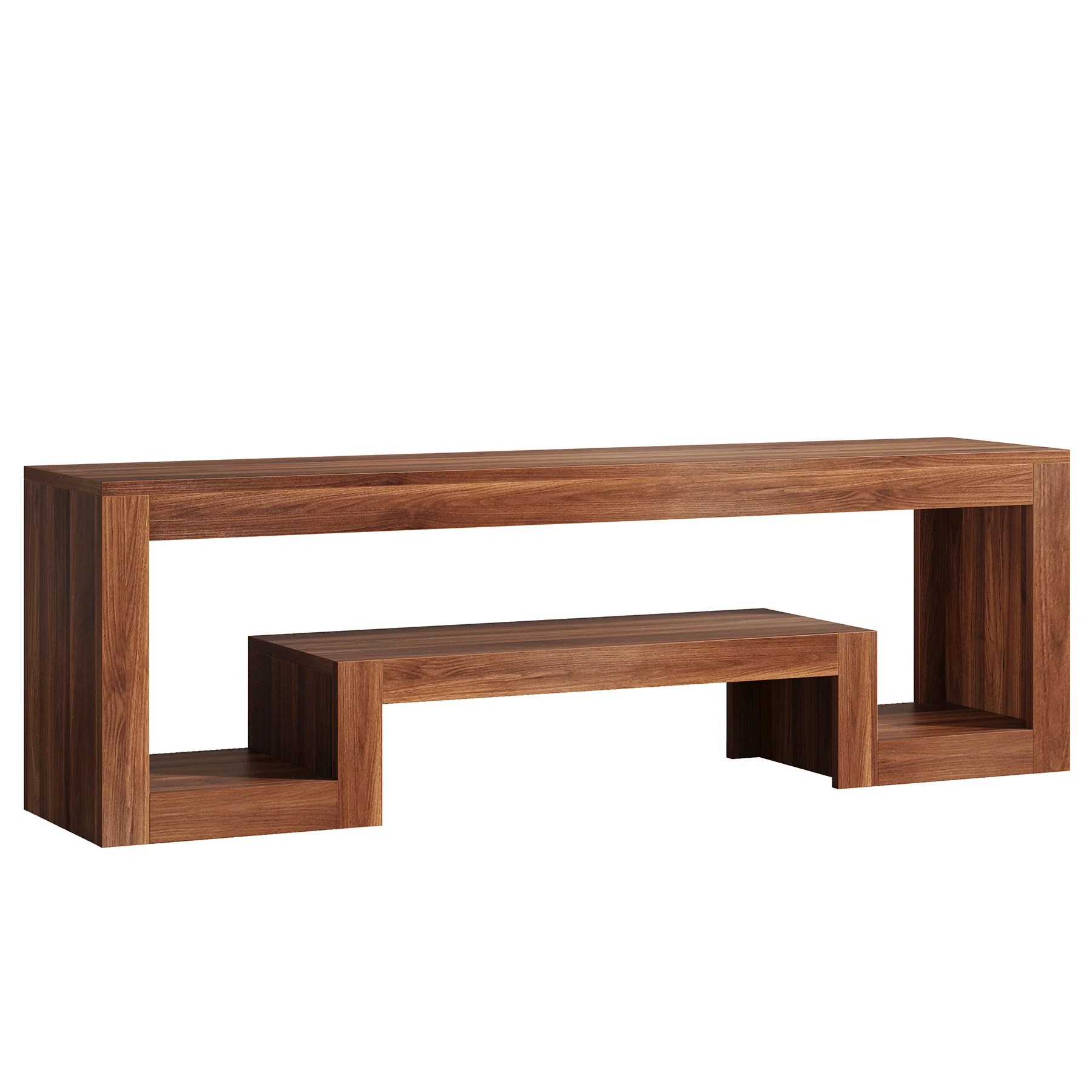 63" Center TV Stand, Vintage Entertainment Center Media Console Stand - Image 14