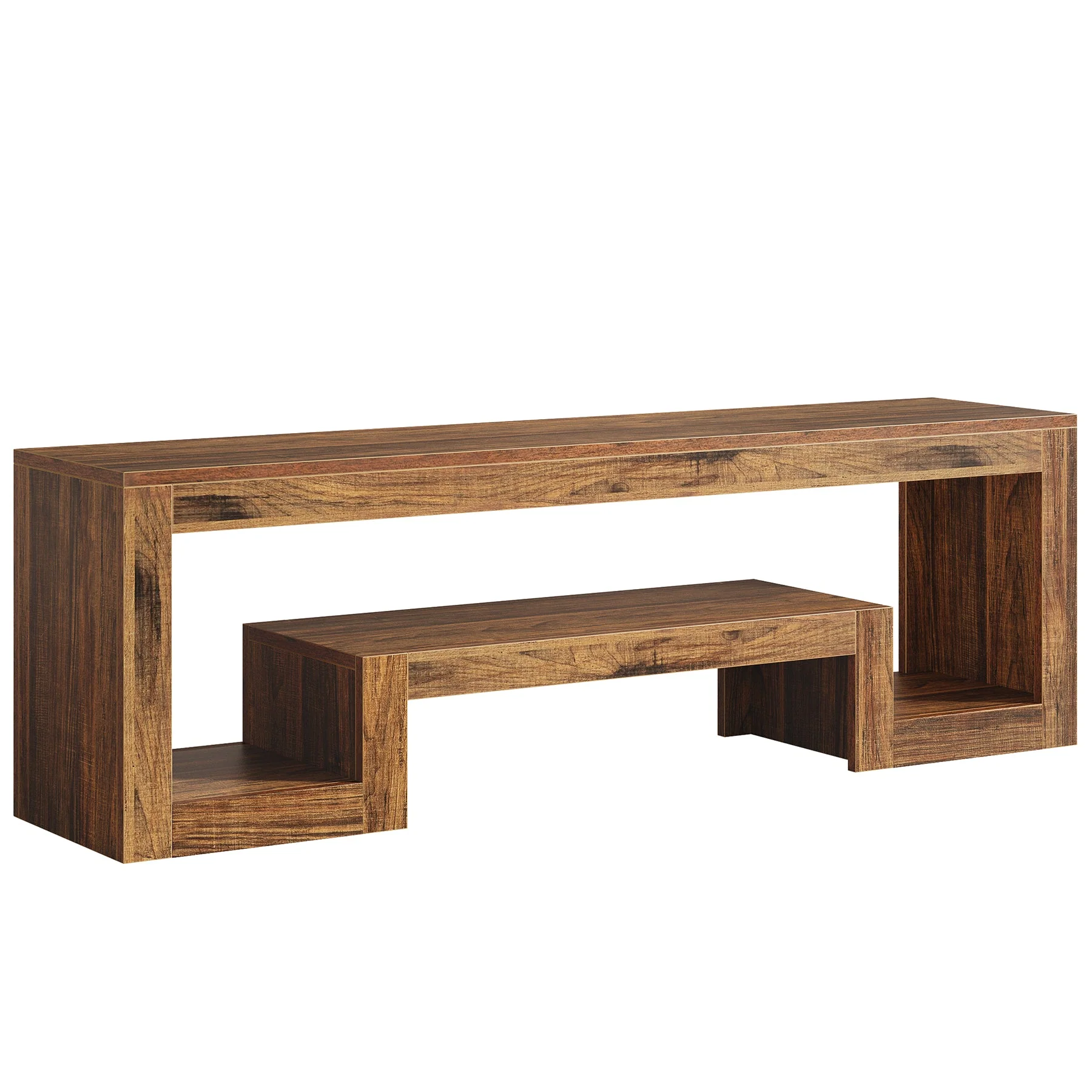 63" Center TV Stand, Vintage Entertainment Center Media Console Stand - Image 15