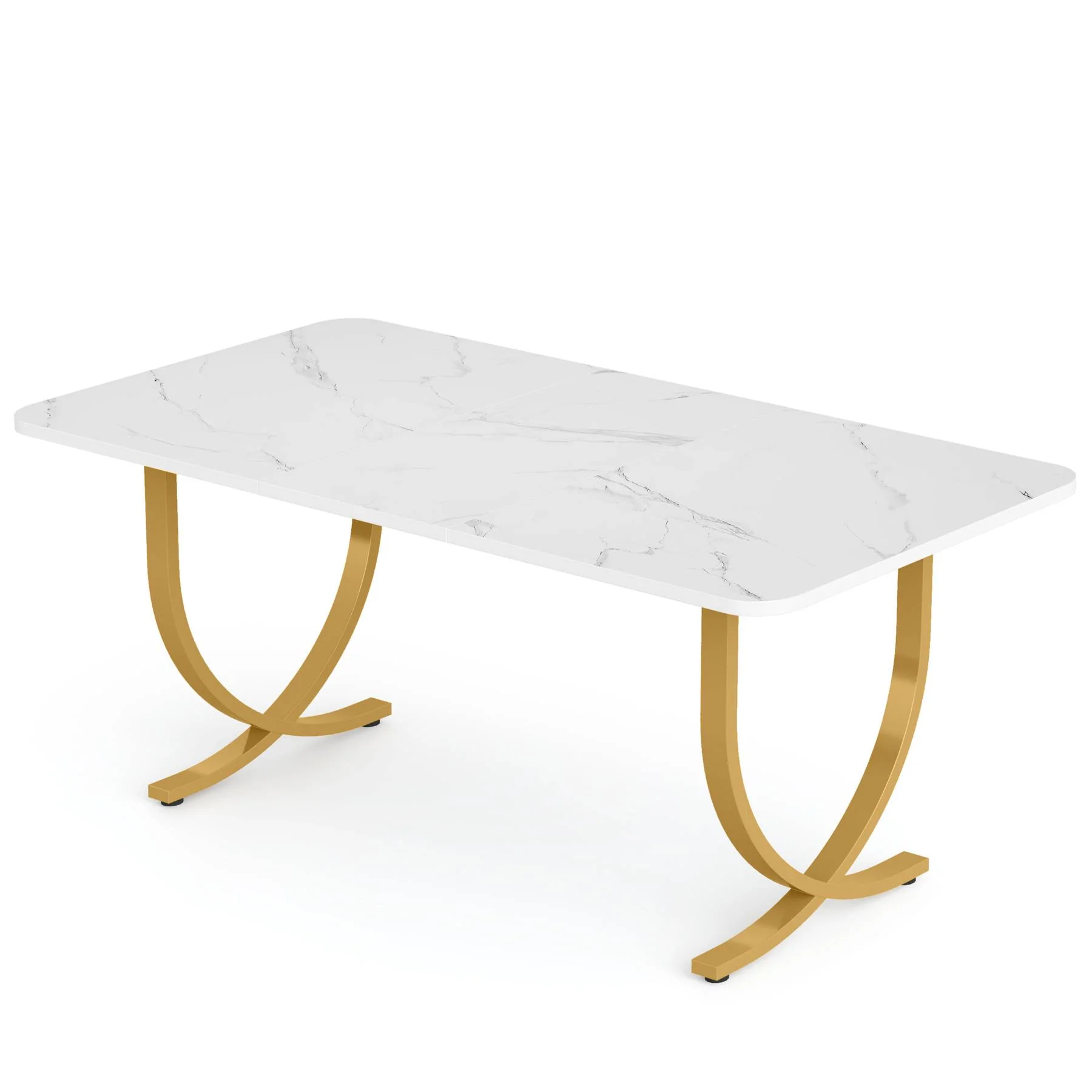 63" Dining Table, Modern Kitchen Table with Faux Marble Table Top - Image 11