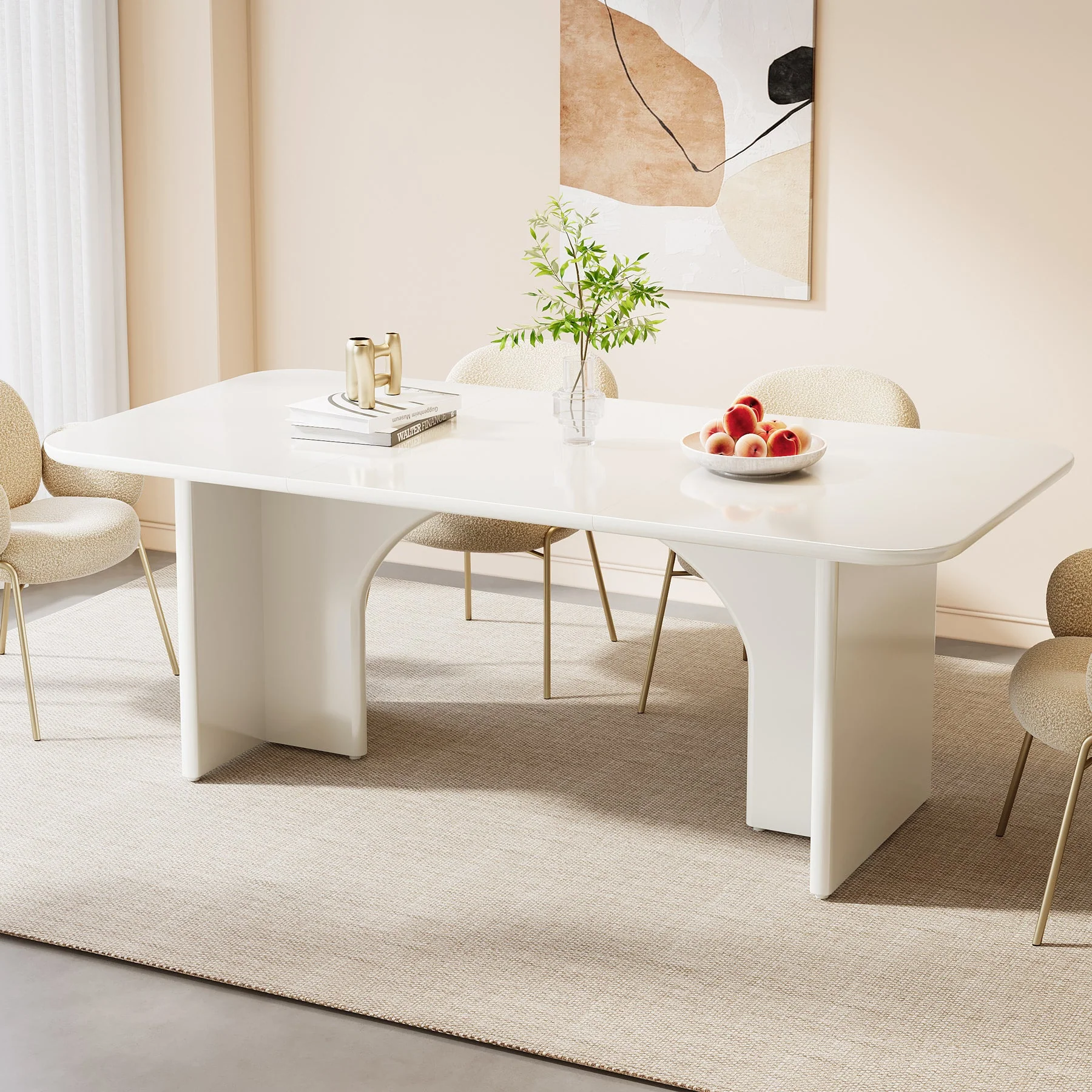 Modern Dining Table, 63" Large Rectangle Kitchen Table for 4-6 People - Image 4