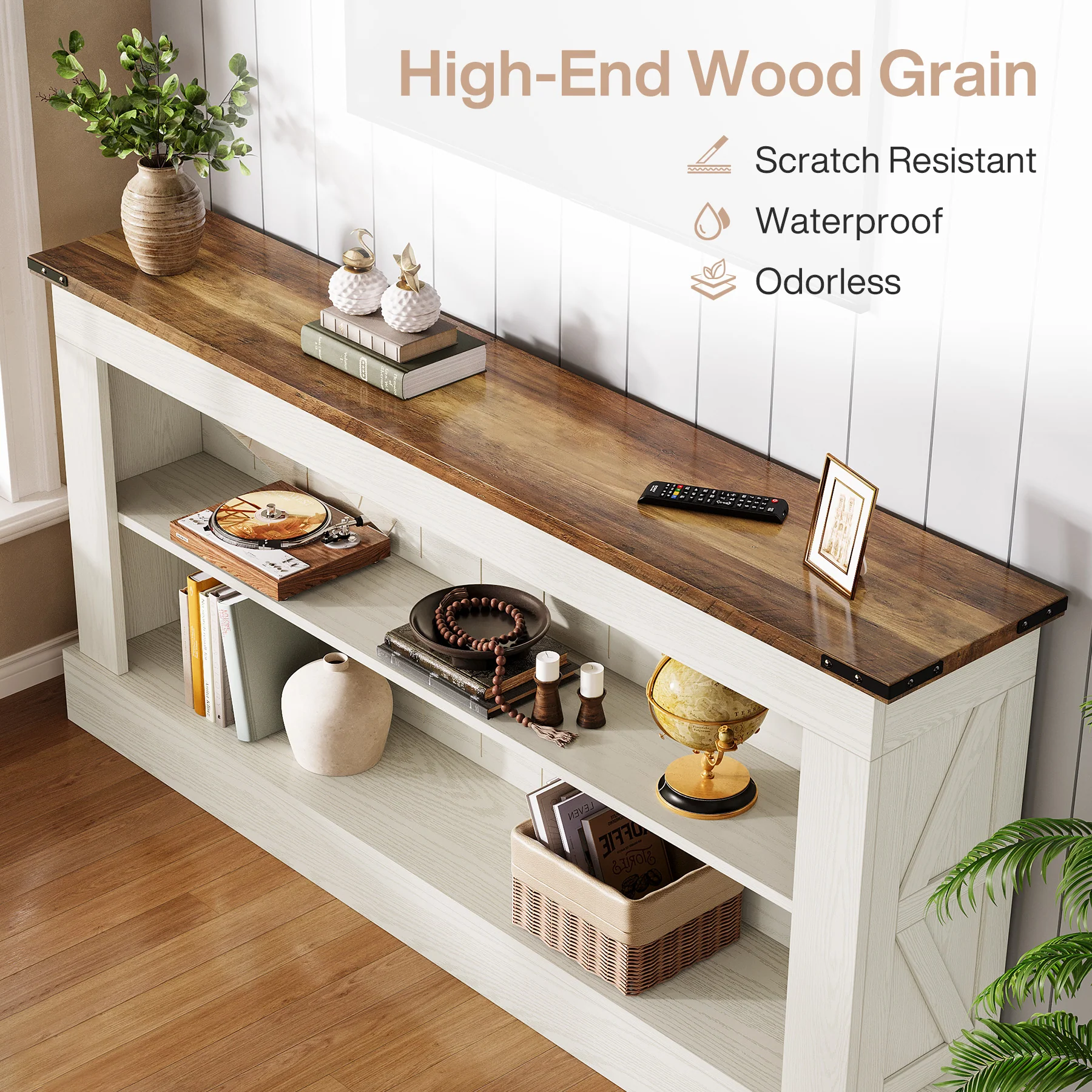63" Console Table, Long Entryway Table Sofa Table With Storage - Image 8