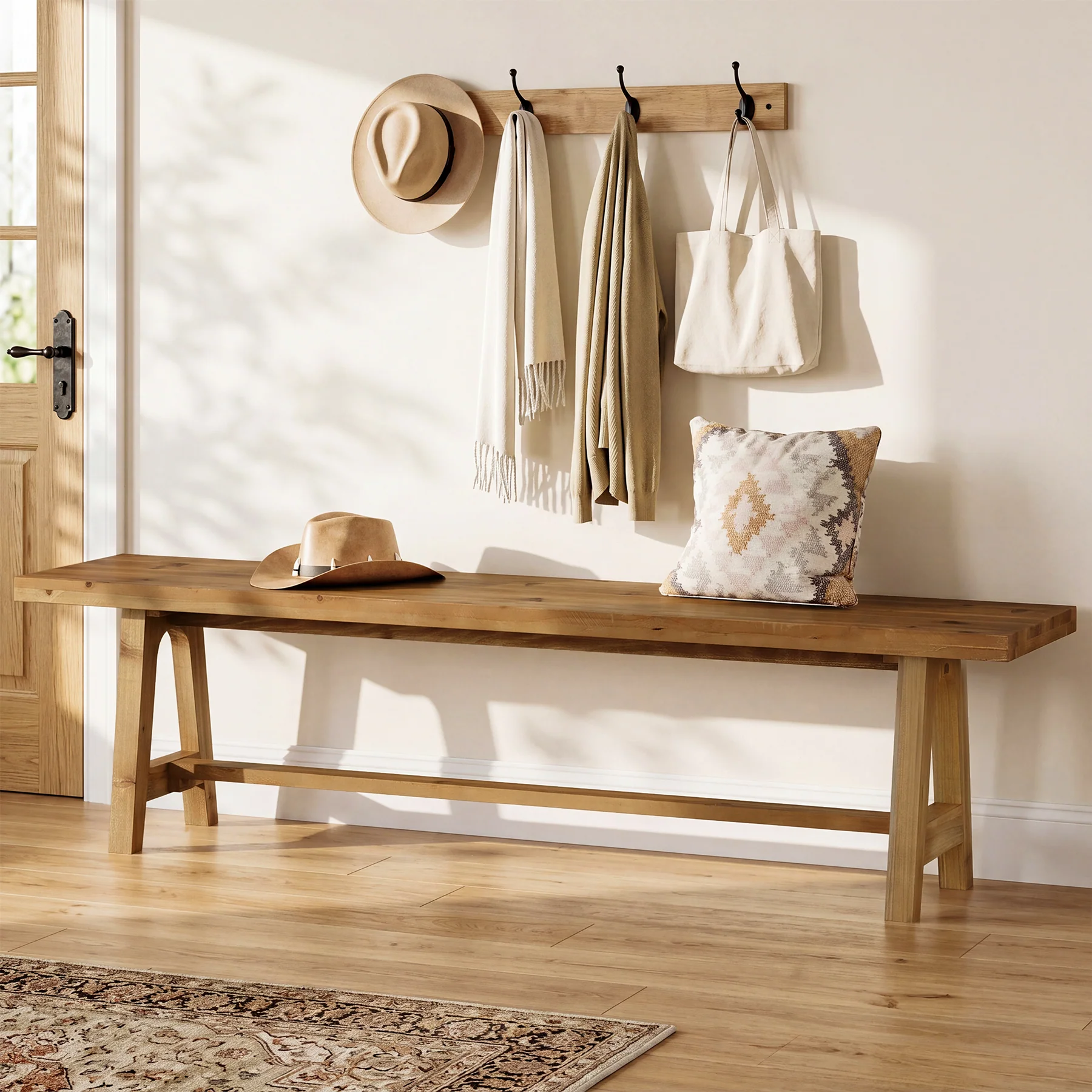 Tribesigns 63-Inch Entryway Bench, Narrow Hallway Seat for Mudroom - Image 6