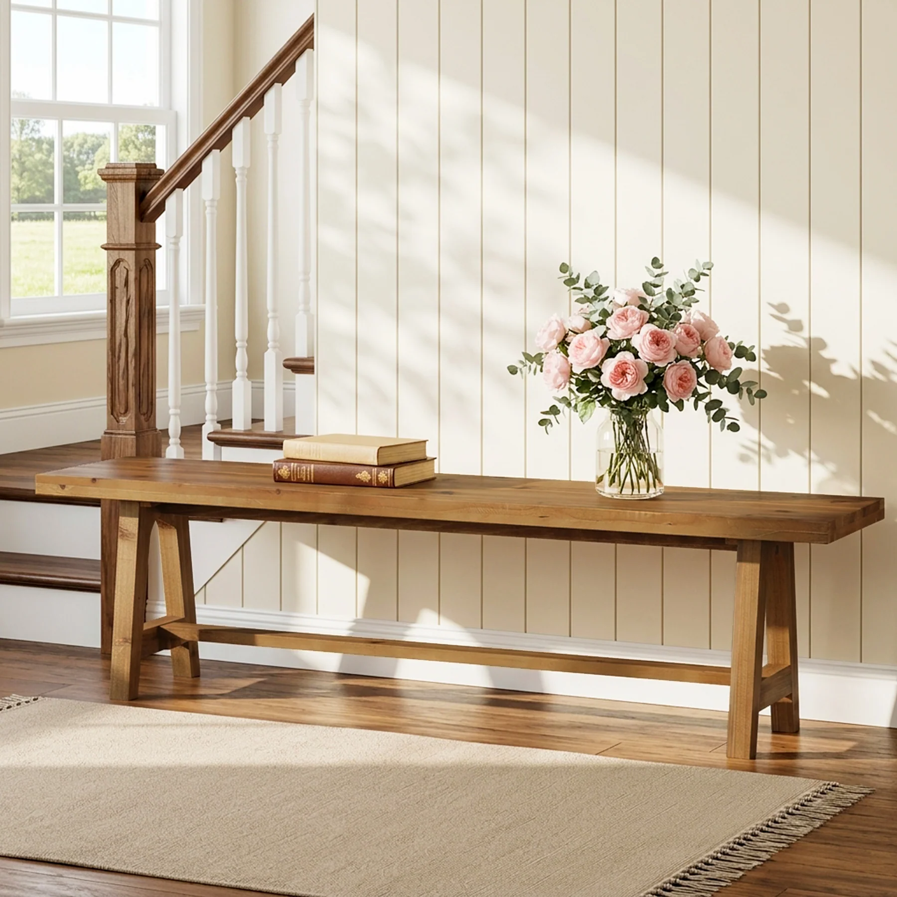 Tribesigns 63-Inch Entryway Bench, Narrow Hallway Seat for Mudroom - Image 7