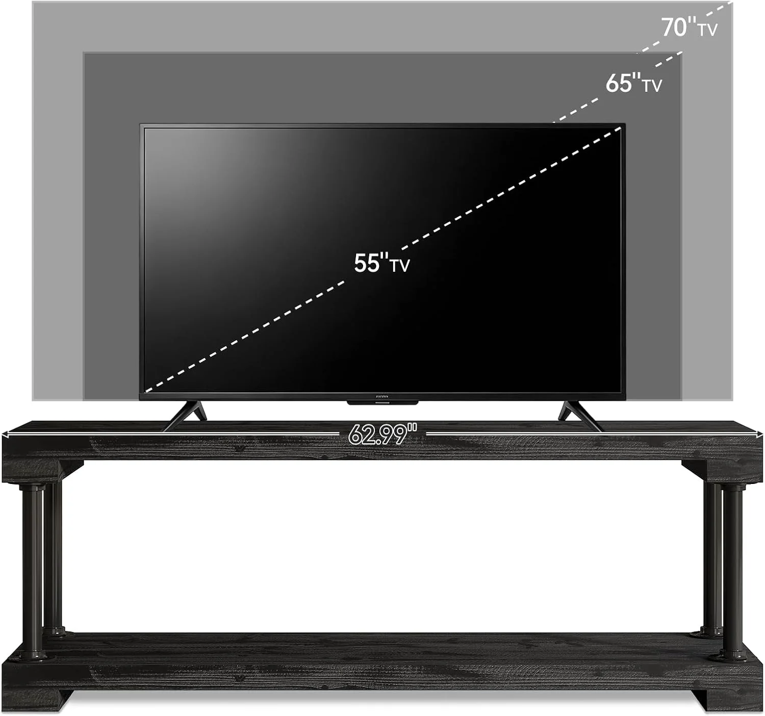 Tribesigns 63-Inch Solid Wood TV Stand, Vintage Media Console Table with Storage - Image 12