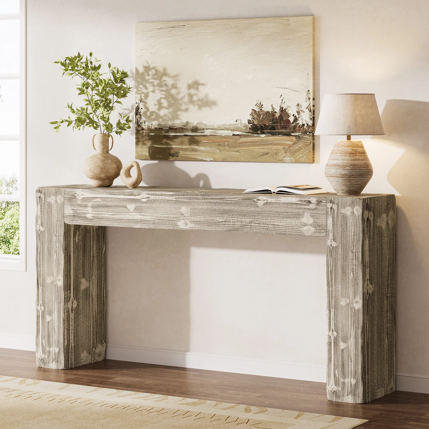 63" Wood Console Table, Farmhouse Sofa Table Entryway Table - Image 10