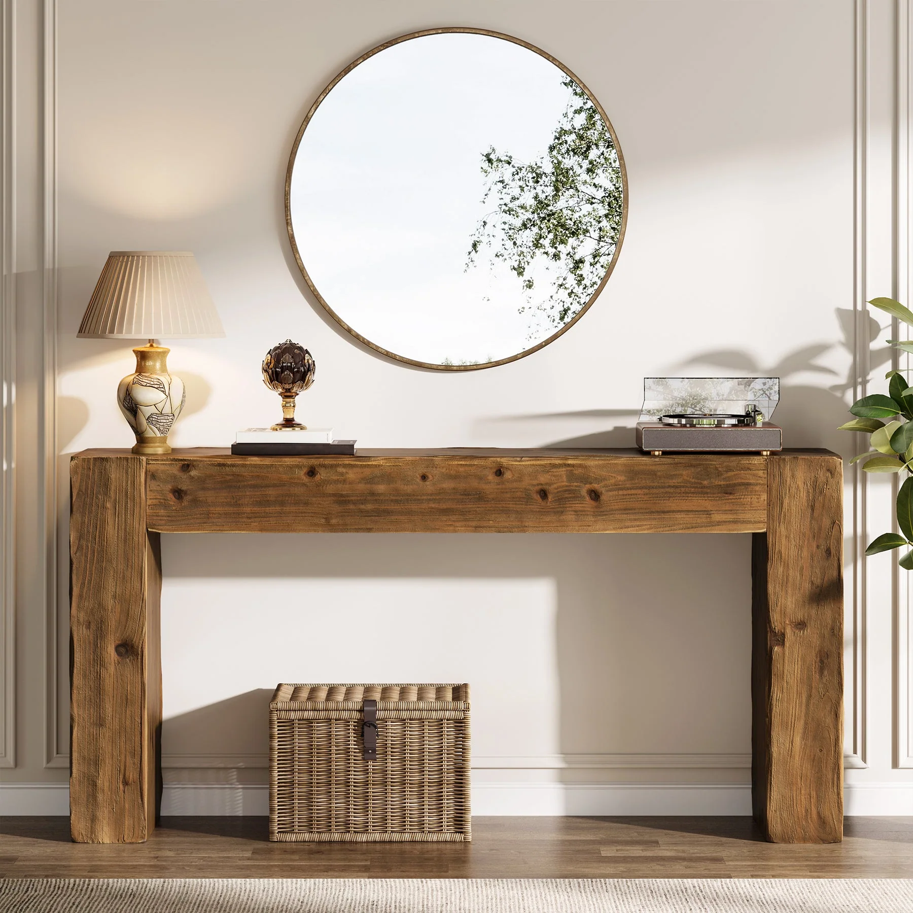 63" Wood Console Table, Farmhouse Sofa Table Entryway Table - Image 6