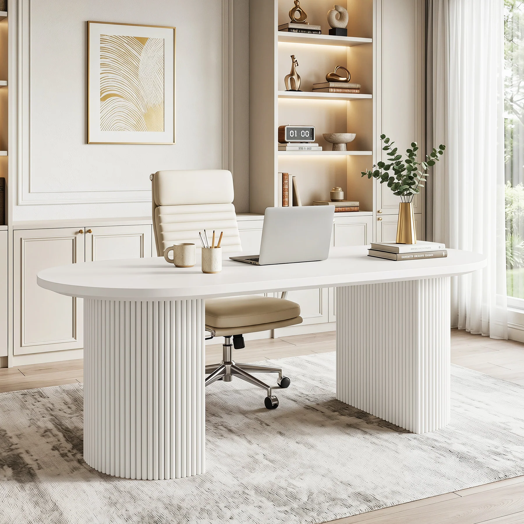63" Executive Desk, Modern Computer Desk with Sturdy Base for Home Office - Image 3