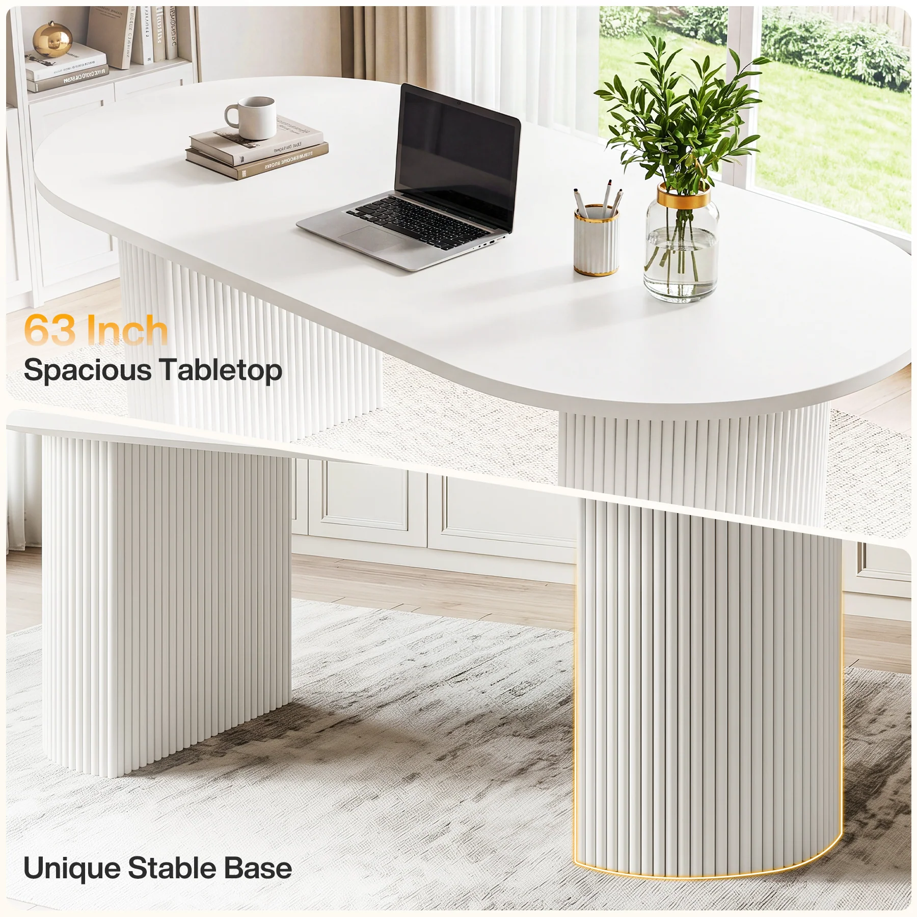 63" Executive Desk, Modern Computer Desk with Sturdy Base for Home Office - Image 7