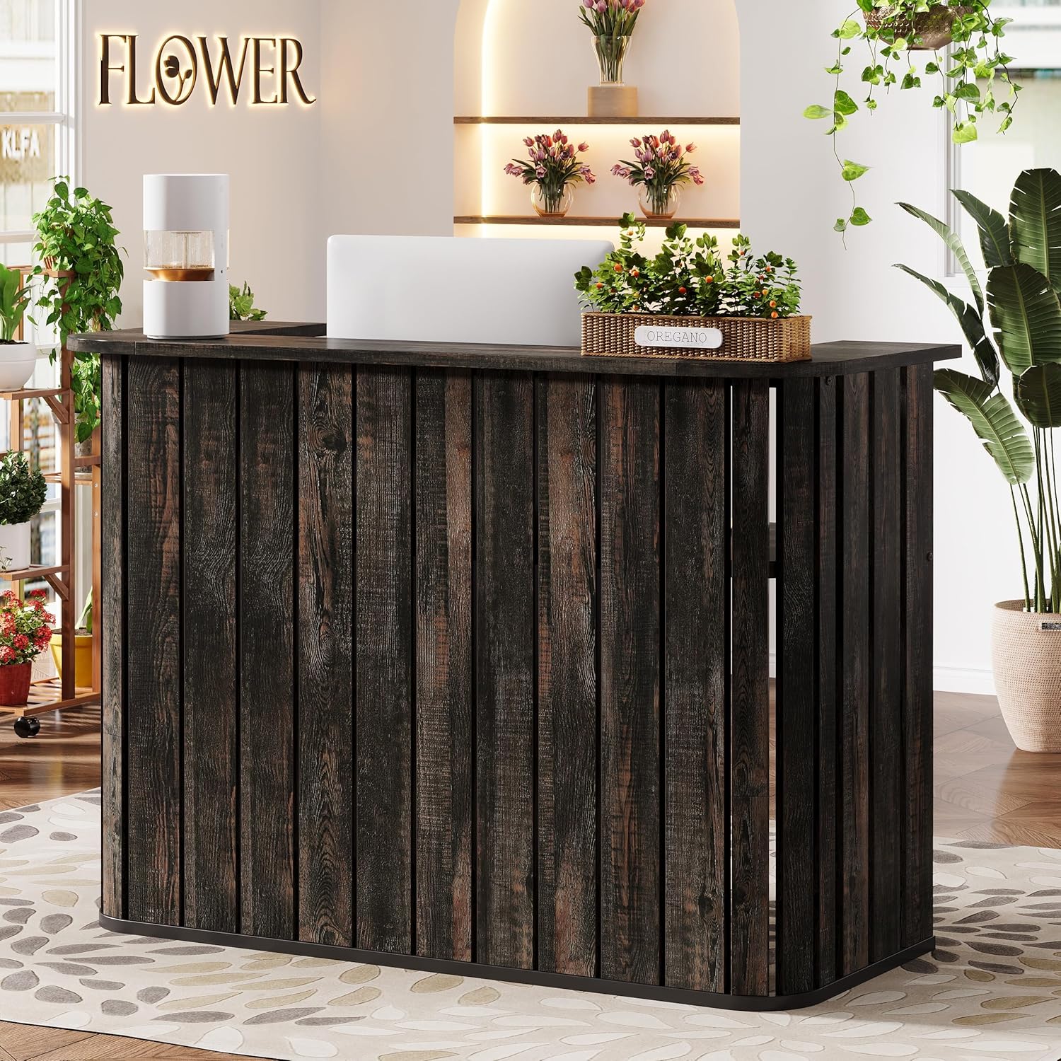 63" Reception Desk, U-Shaped Front Desk with Counter - Image 8
