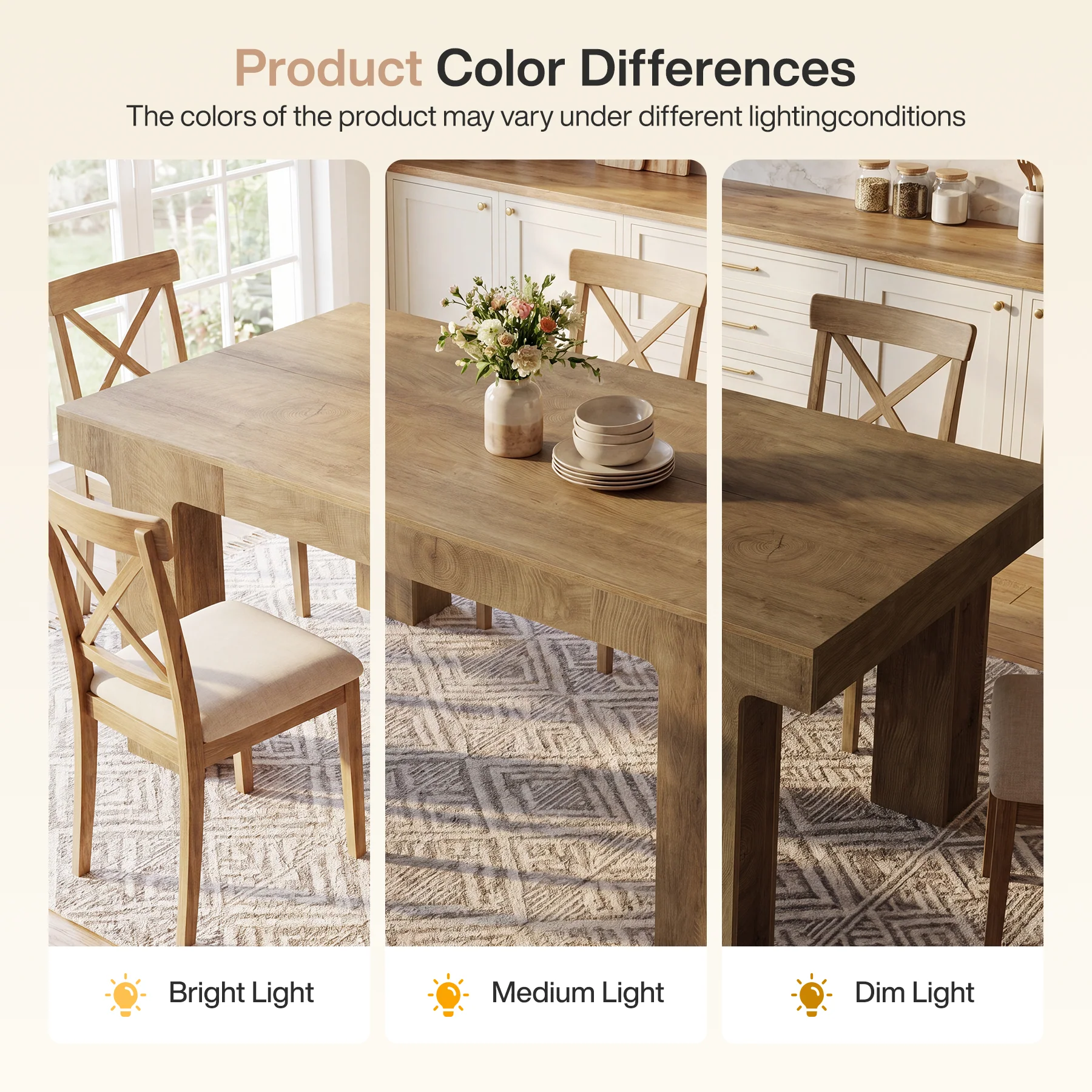 63" Dining Table for 4-6 People, Rectangular Kitchen Table with Smooth Curved Edge - Image 8