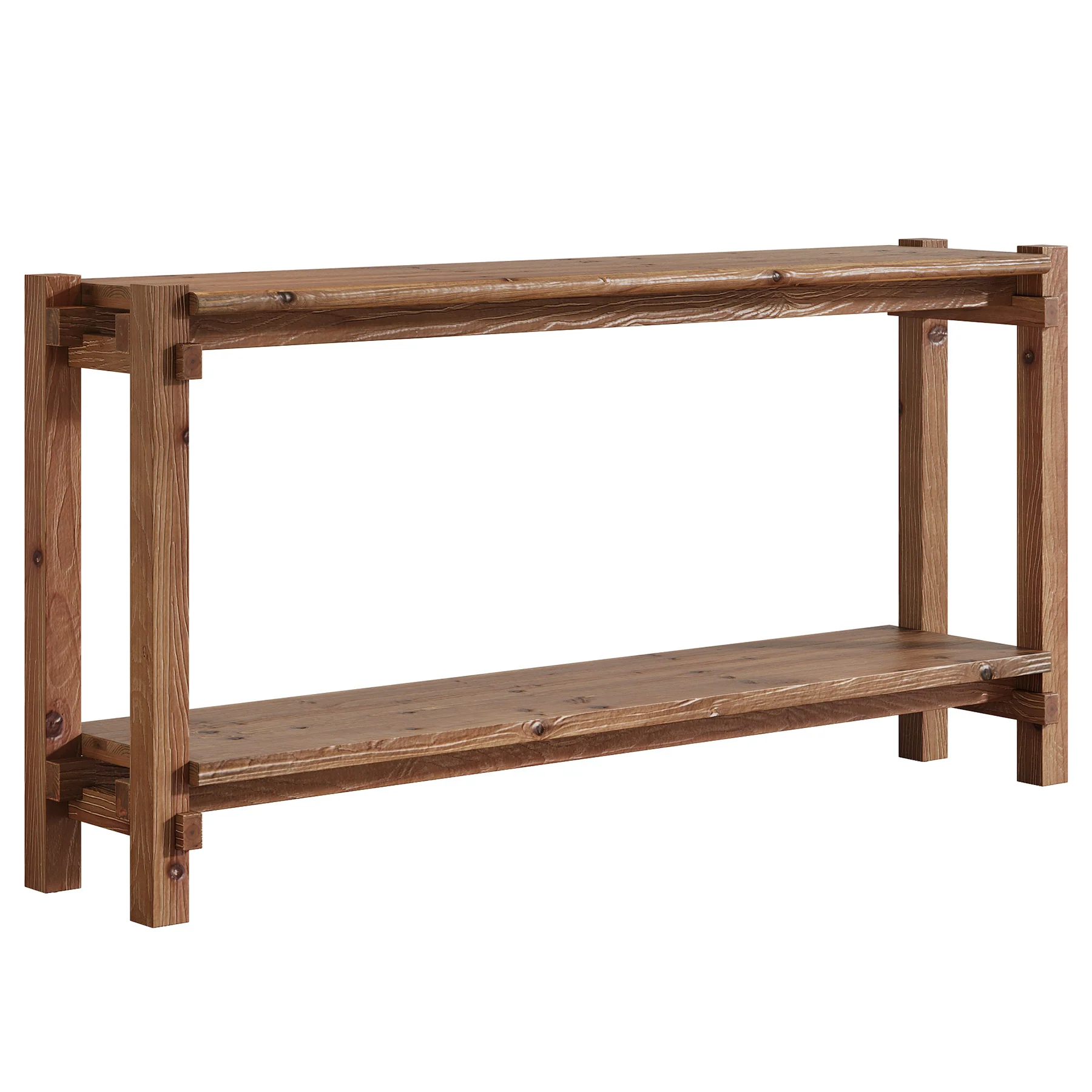 63" Solid Wood Console Table, 2-Tier Farmhouse Entryway Table with Storage - Image 11
