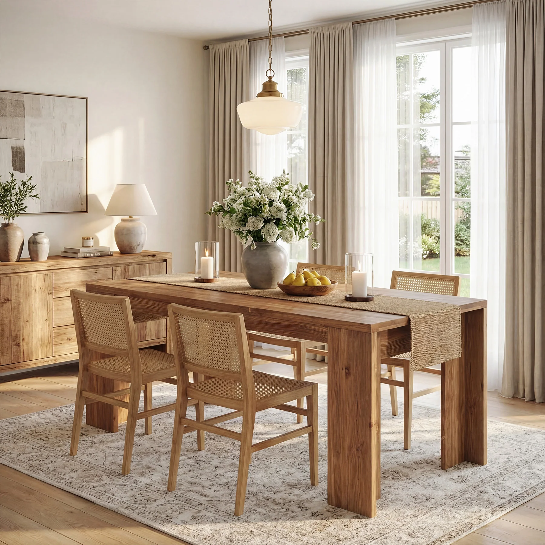 Tribesigns 63" Solid Wood Dining Table, Farmhouse Kitchen Table for Home - Image 5