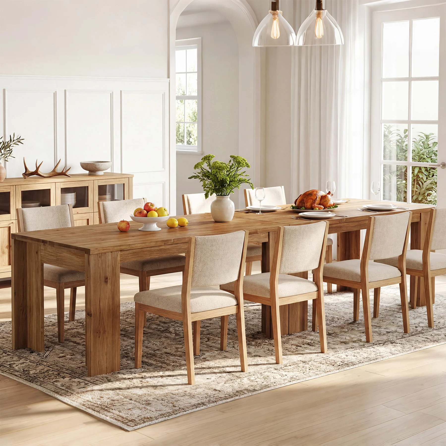 Tribesigns 63" Solid Wood Dining Table, Farmhouse Kitchen Table for Home - Image 8