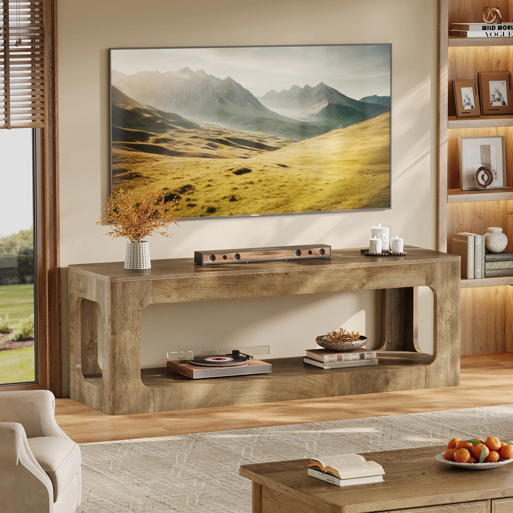63" TV Stand, 2-Tier Entertainment Center for 55/60/65/75-Inch TVs - Image 5