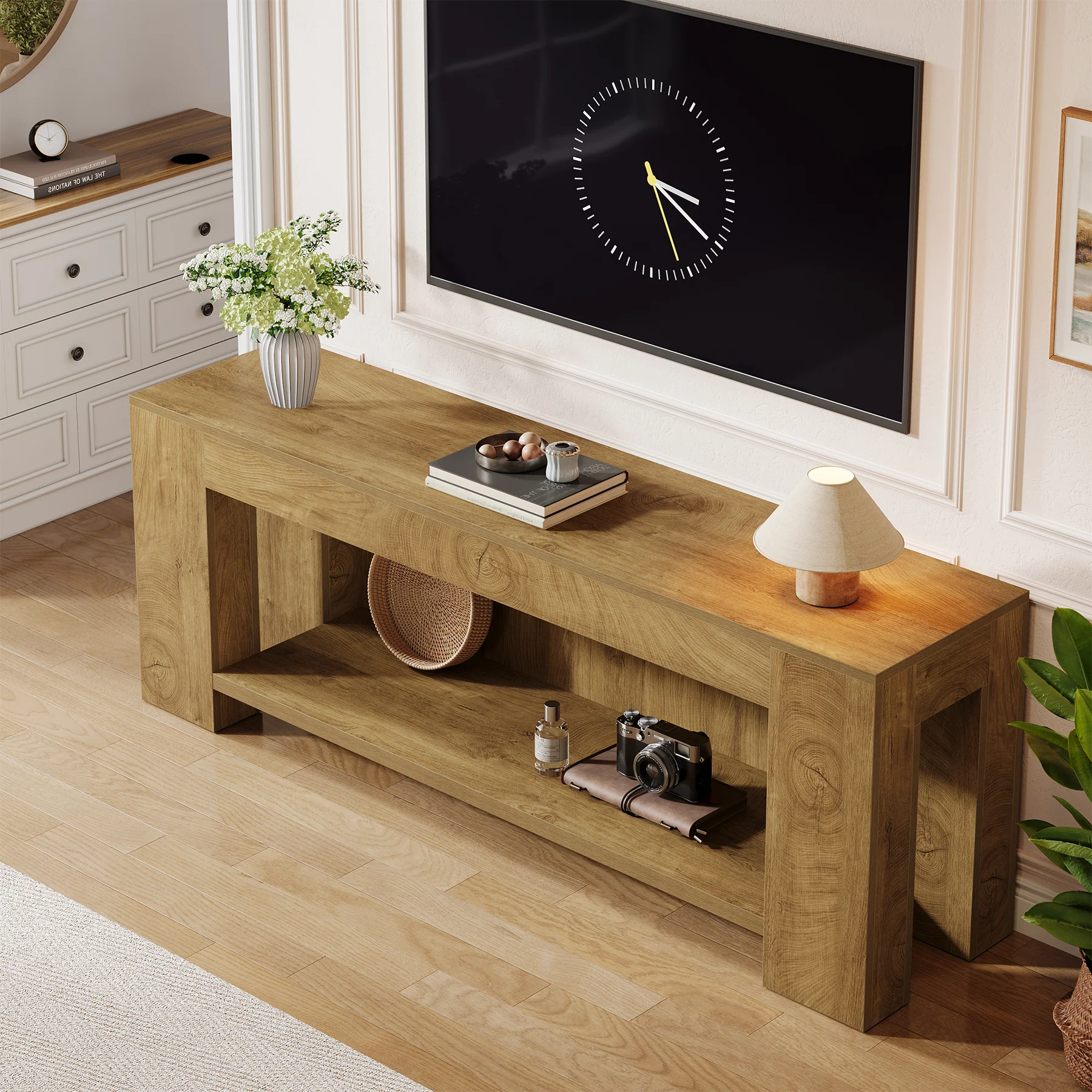 63" TV Stand, Entertainment Center with Open Shelves for Up to 75" TVs - Image 5