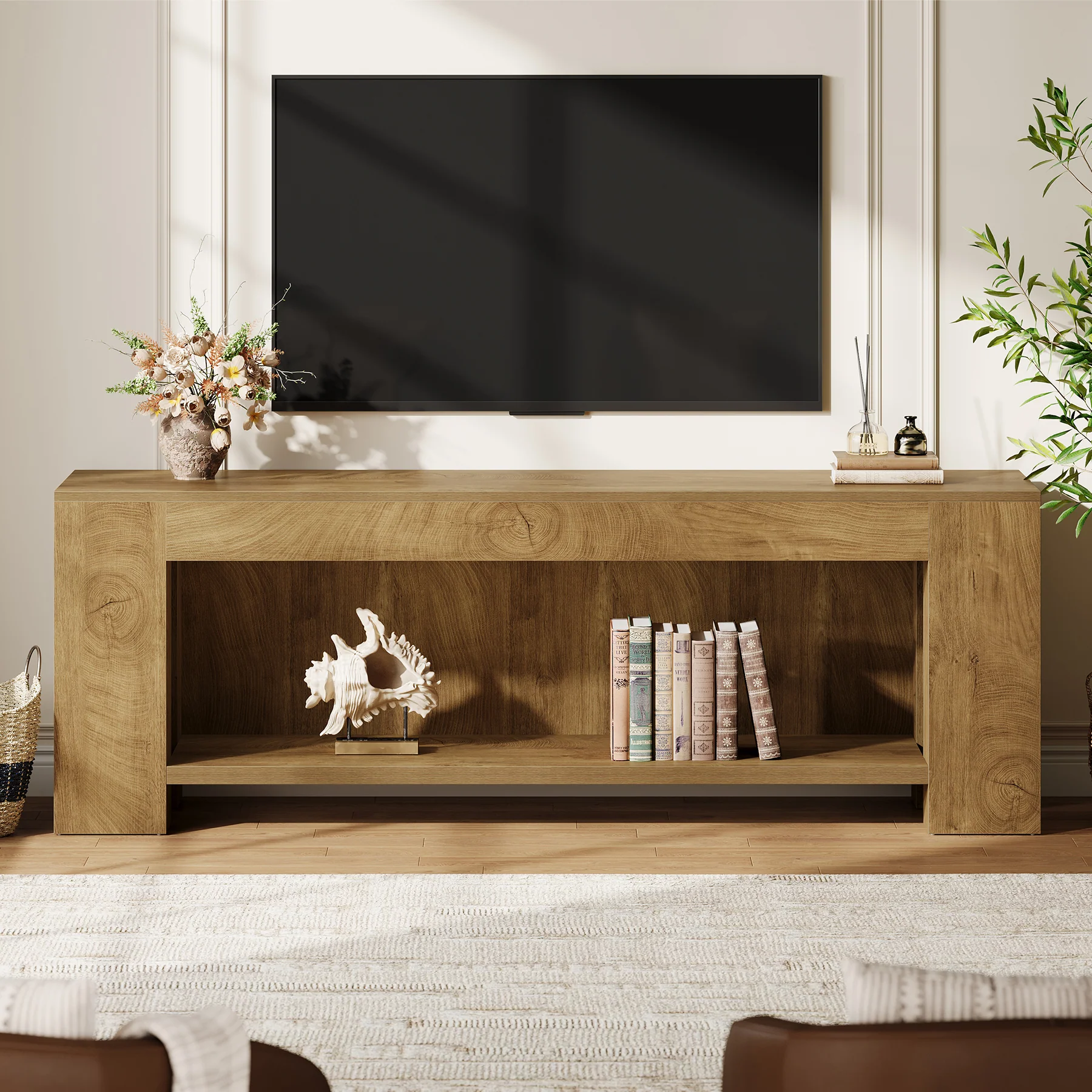63" TV Stand, Entertainment Center with Open Shelves for Up to 75" TVs - Image 6