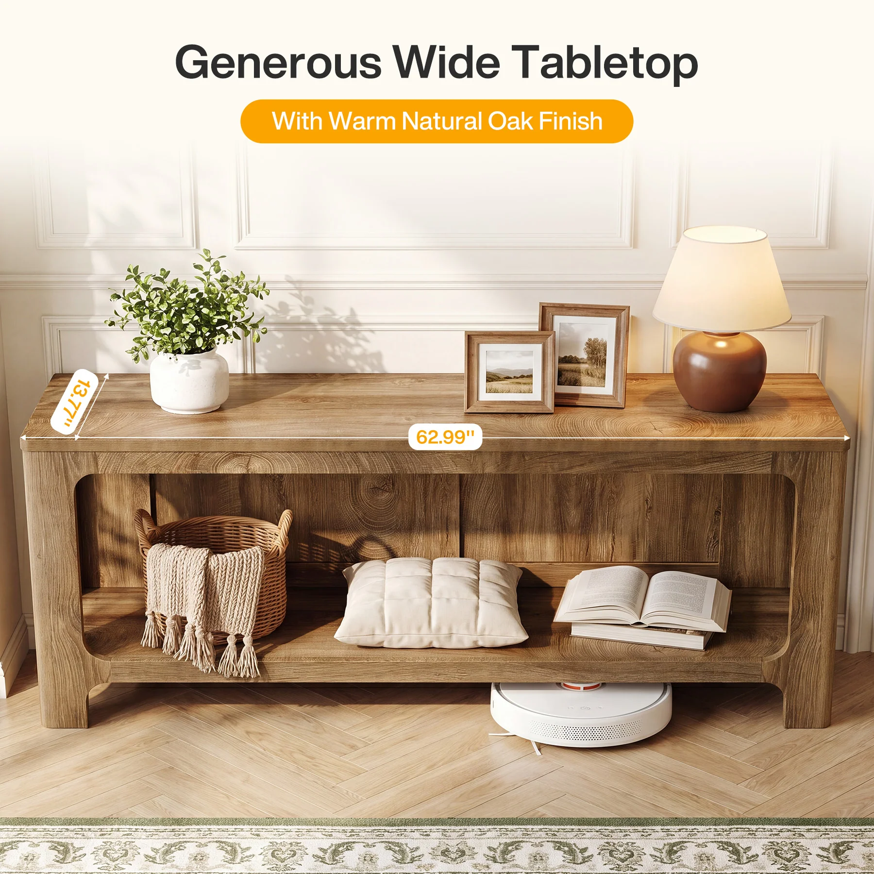 63" TV Stand with Storage Shelf for Up to 70" TVs, Farmhouse Entertainment Center for Living Room - Image 7